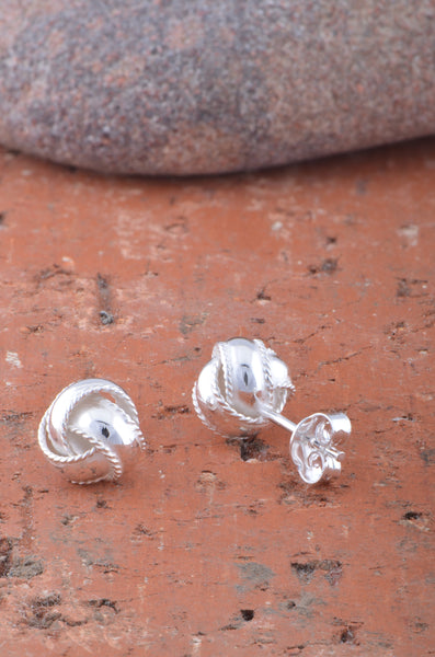 Sterling Silver Womens Dainty Love Knot Stud Earrings