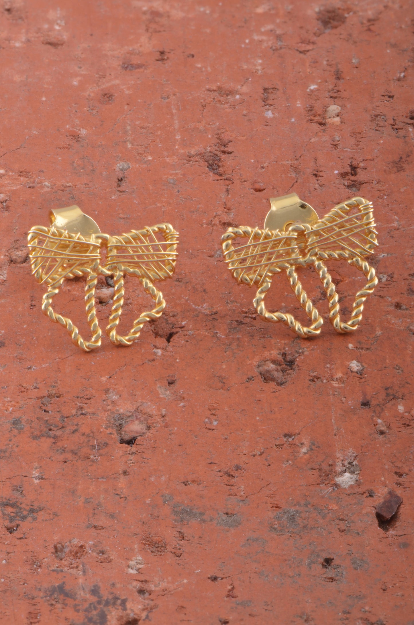 Yellow Gold Vermeil Sterling Silver Owl Stud Earrings