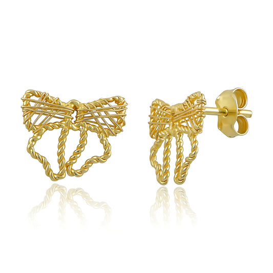 Yellow Gold Vermeil Sterling Silver Bow Stud Earrings
