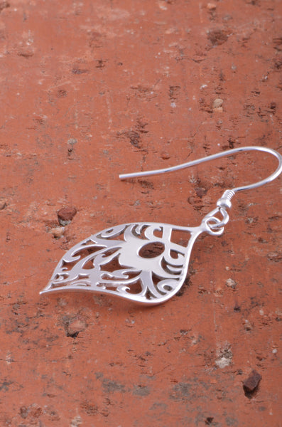 Sterling Silver Womens Boho Filigree Twist Drop Earrings
