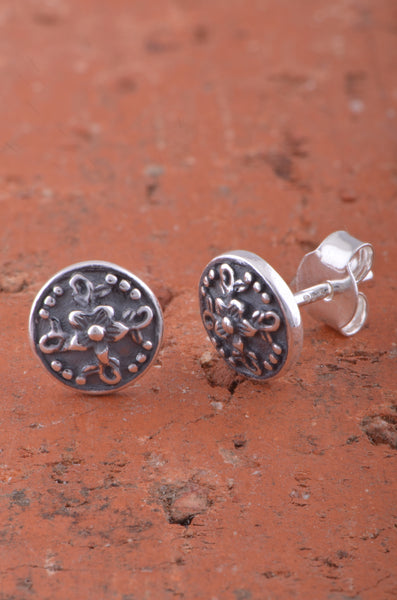 Sterling Silver Boho filigree Flower Stud Earrings