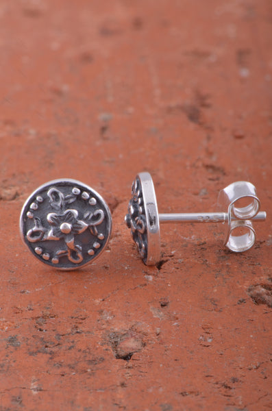 Sterling Silver Boho filigree Flower Stud Earrings