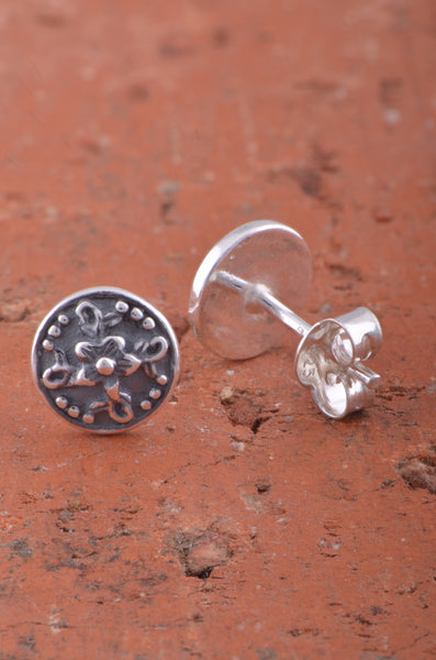 Sterling Silver Boho filigree Flower Stud Earrings