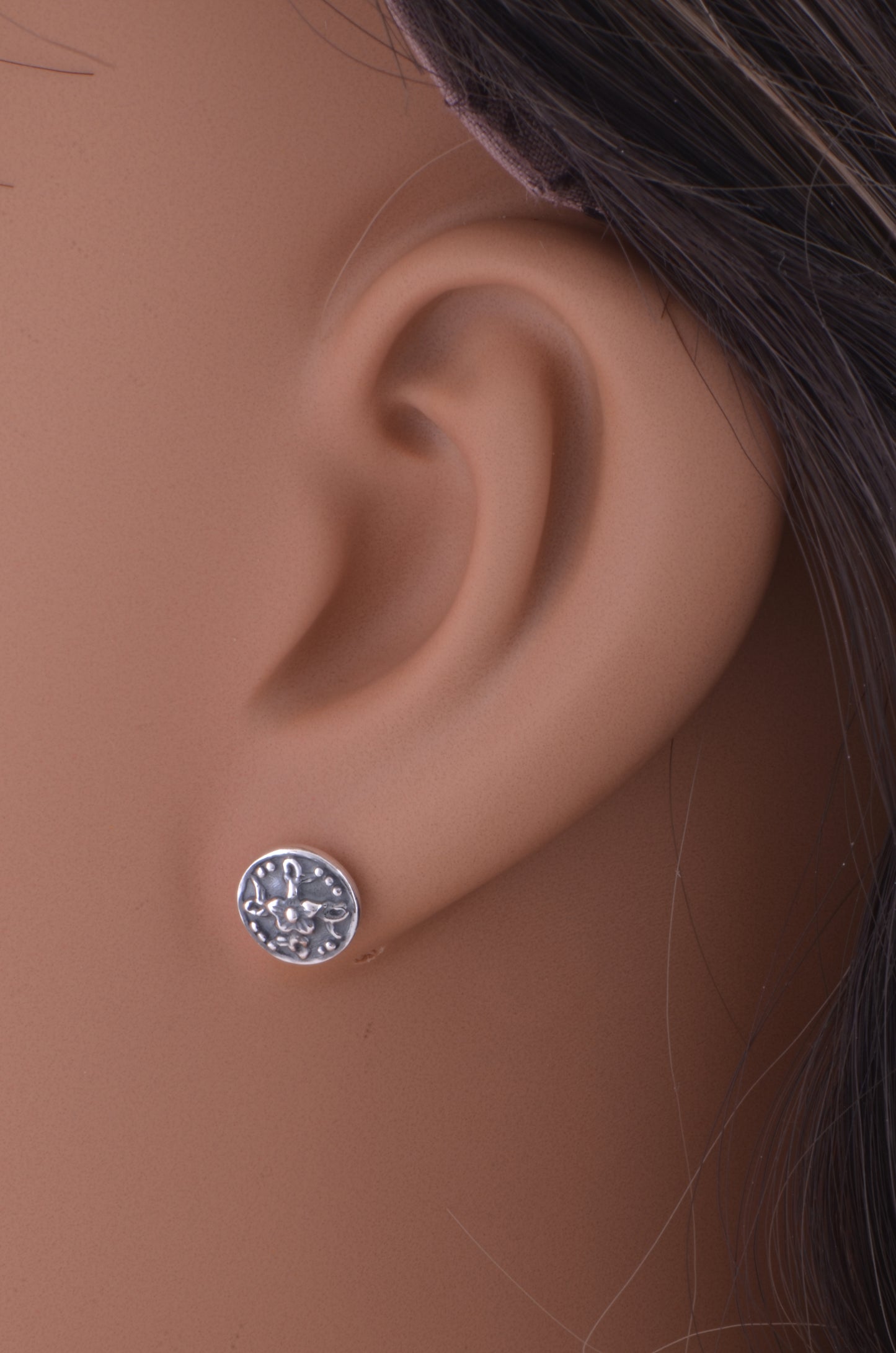 Sterling Silver Boho filigree Flower Stud Earrings