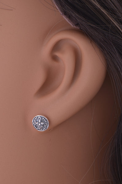 Sterling Silver Boho filigree Flower Stud Earrings