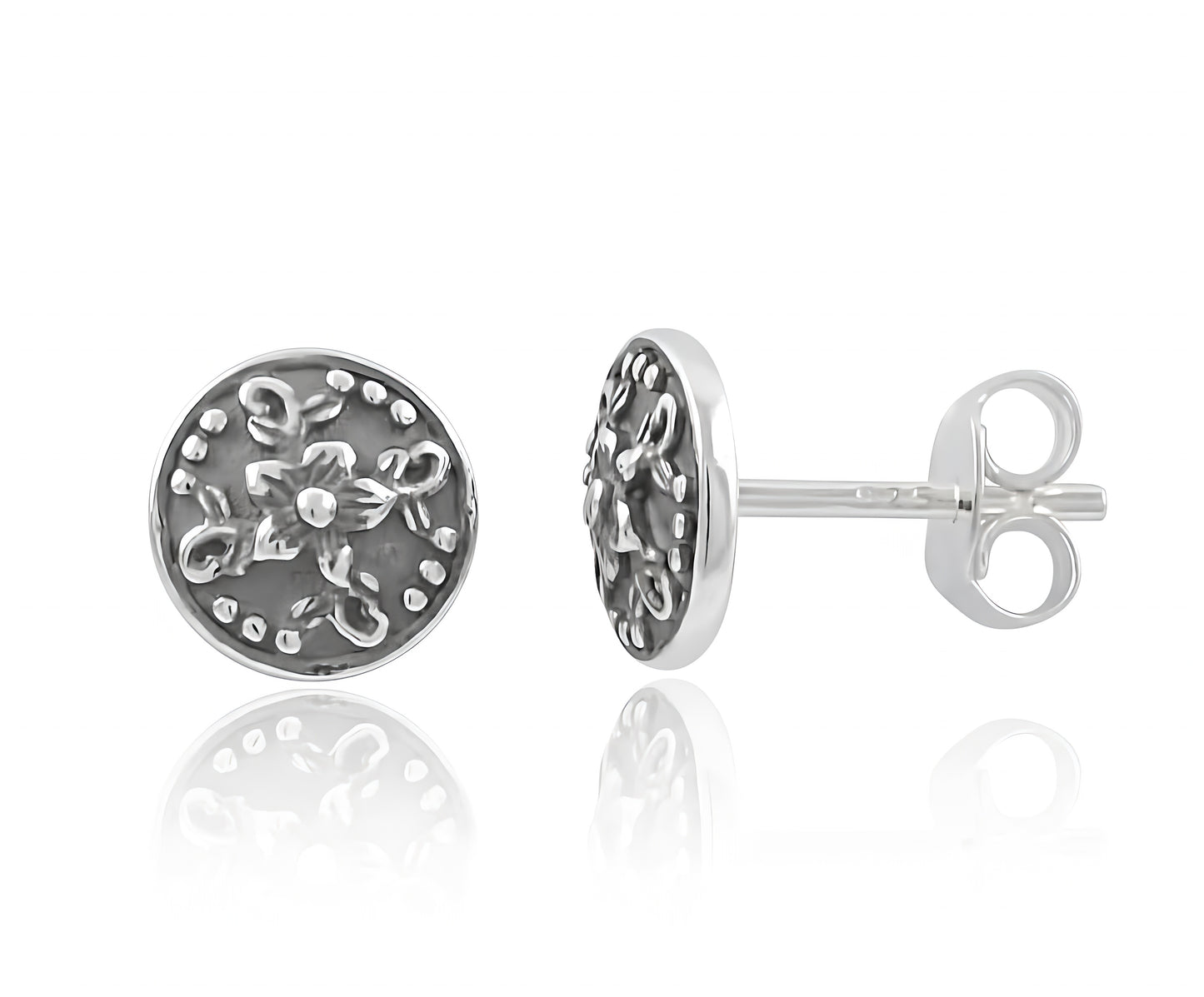 Sterling Silver Boho filigree Flower Stud Earrings
