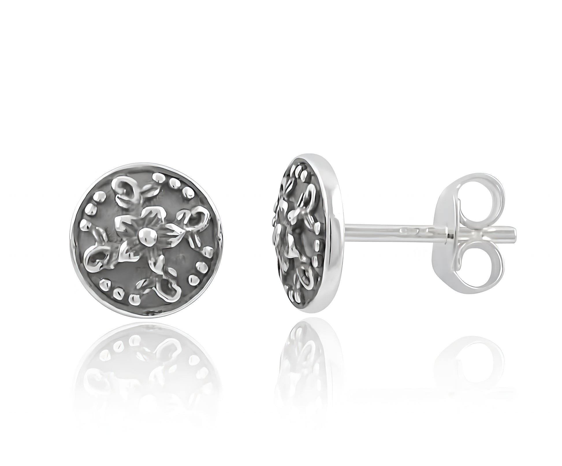 Sterling Silver Boho filigree Flower Stud Earrings