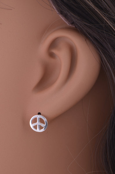 Sterling Silver Dainty Peace Sign stud Earrings