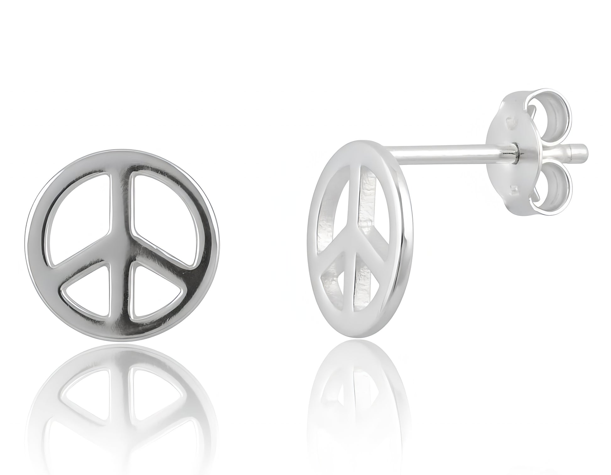 Sterling Silver Dainty Peace Sign stud Earrings