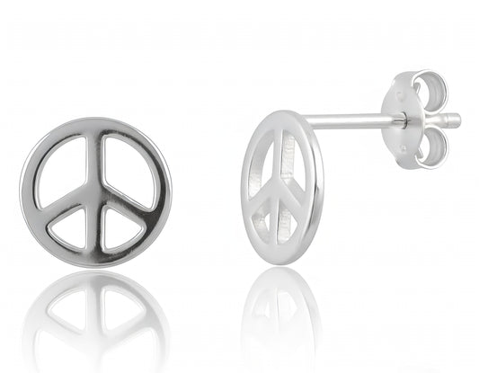 Sterling Silver Dainty Peace Sign stud Earrings