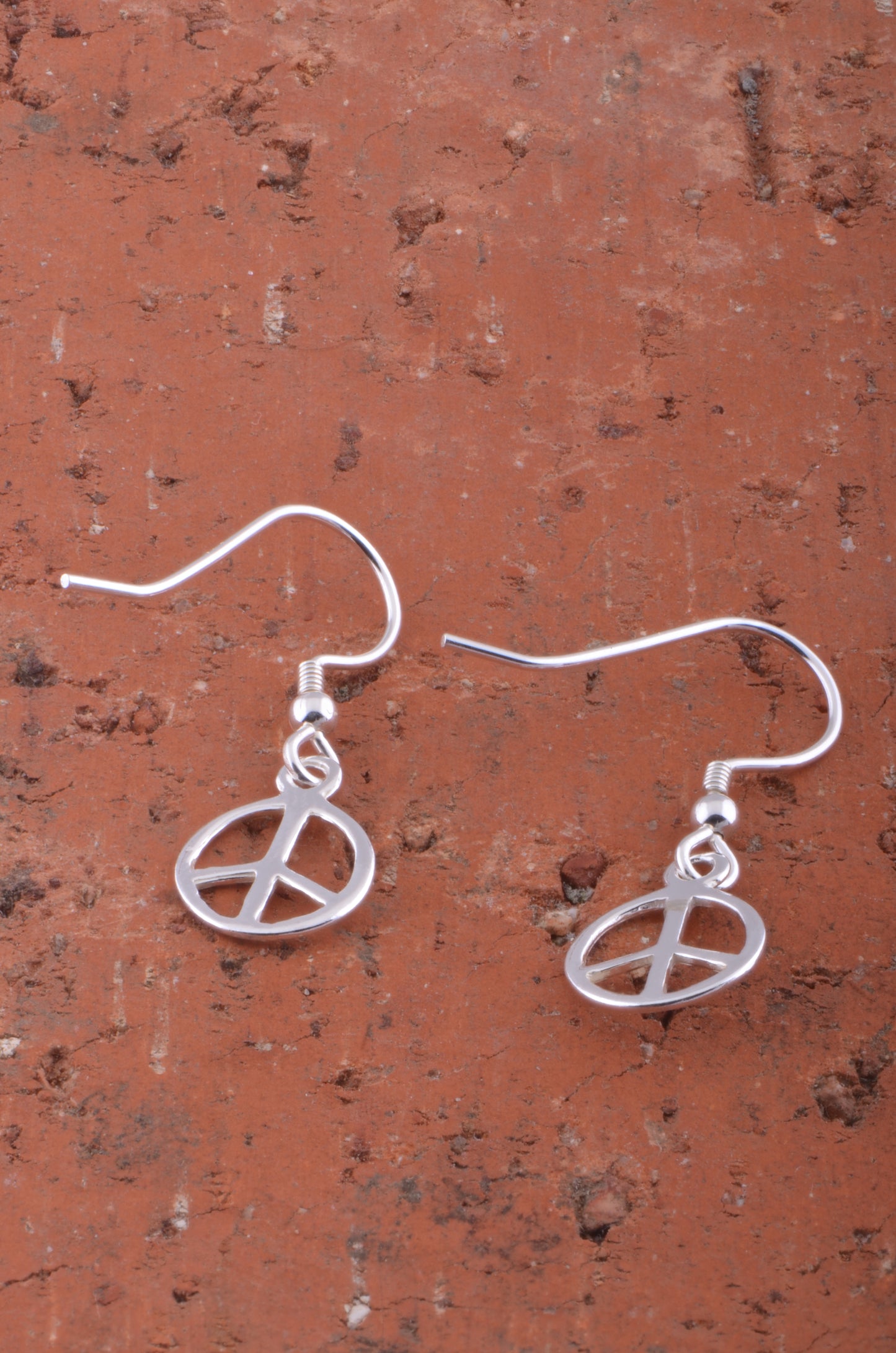 Sterling Silver Grils Dainty Peace Sign Dangle Earrings