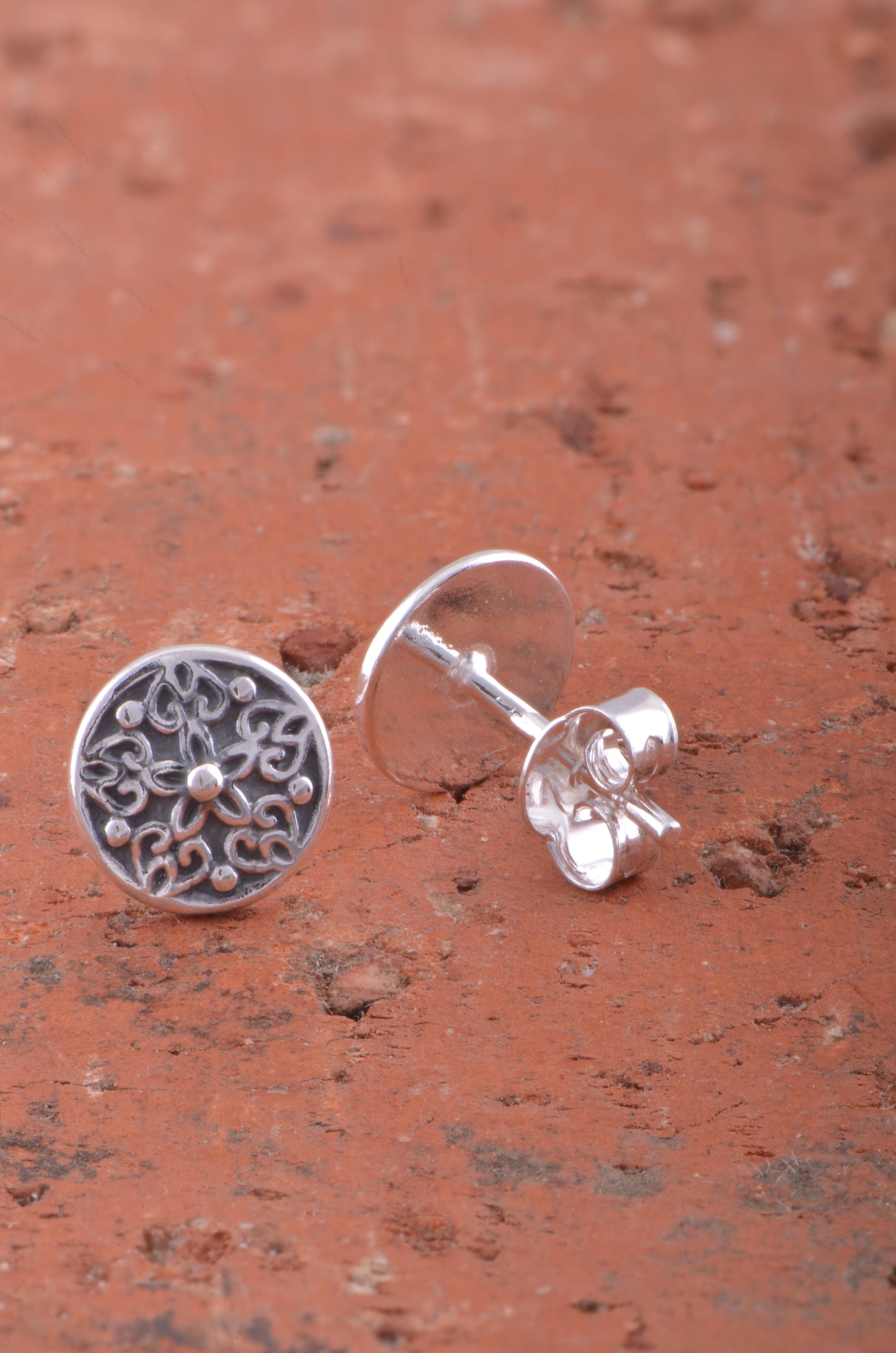 Sterling Silver Womens dainty Bali Filigree Flower Hearts Stud Earrings