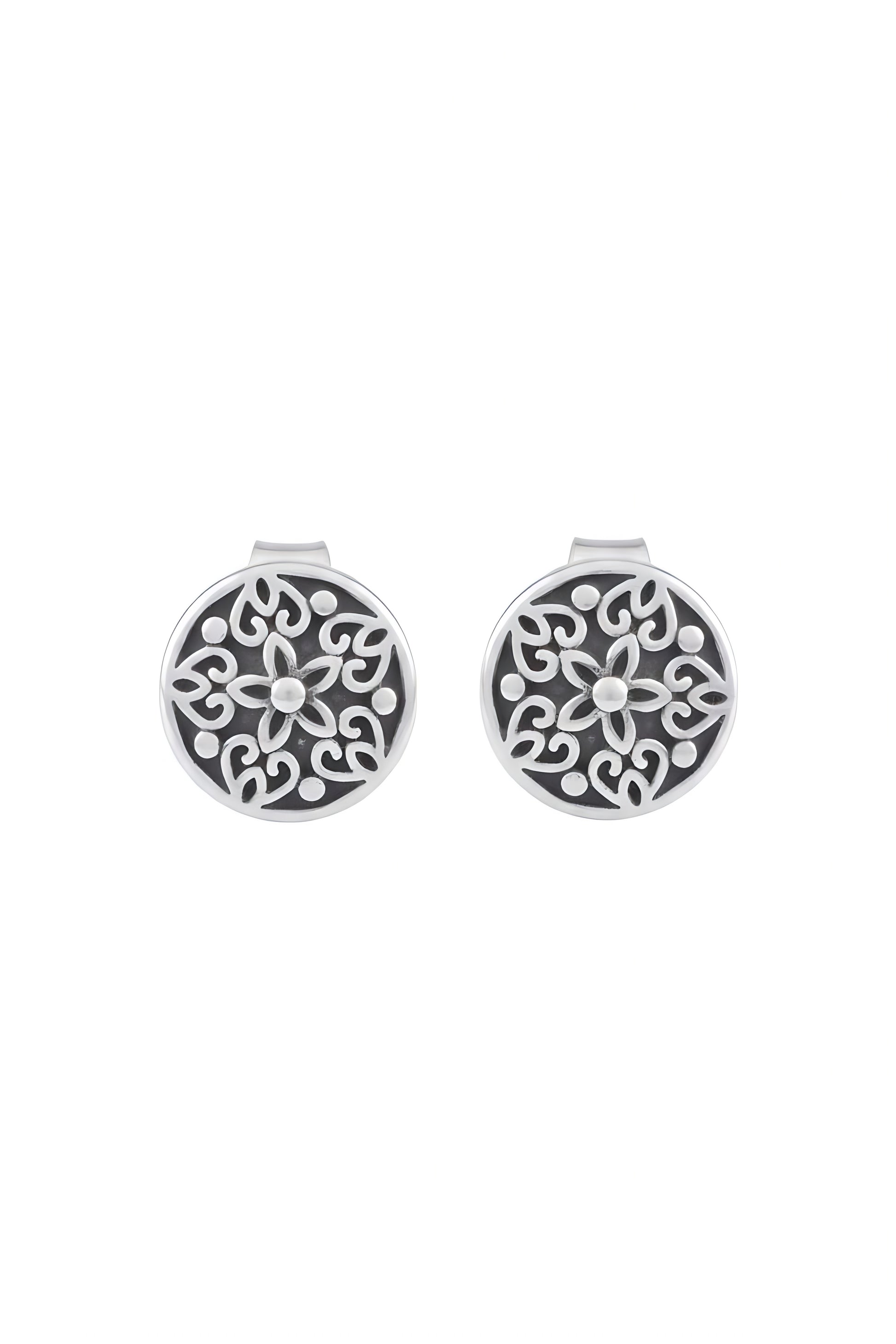 Sterling Silver Women's dainty Bali Filigree Flower Hearts Stud Earrings