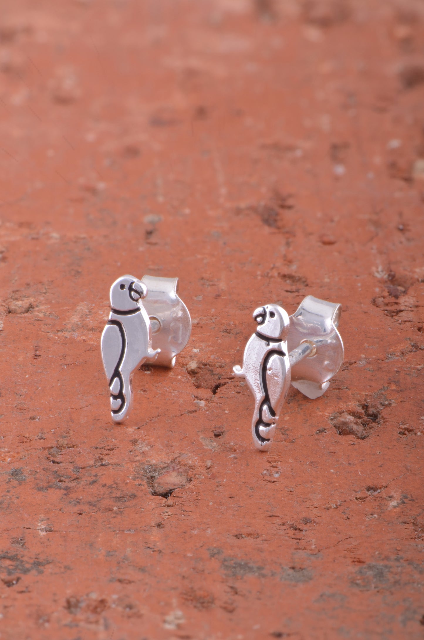 Sterling Silver GIrls Dainty Bird Parrot Stud Earrings 8mm