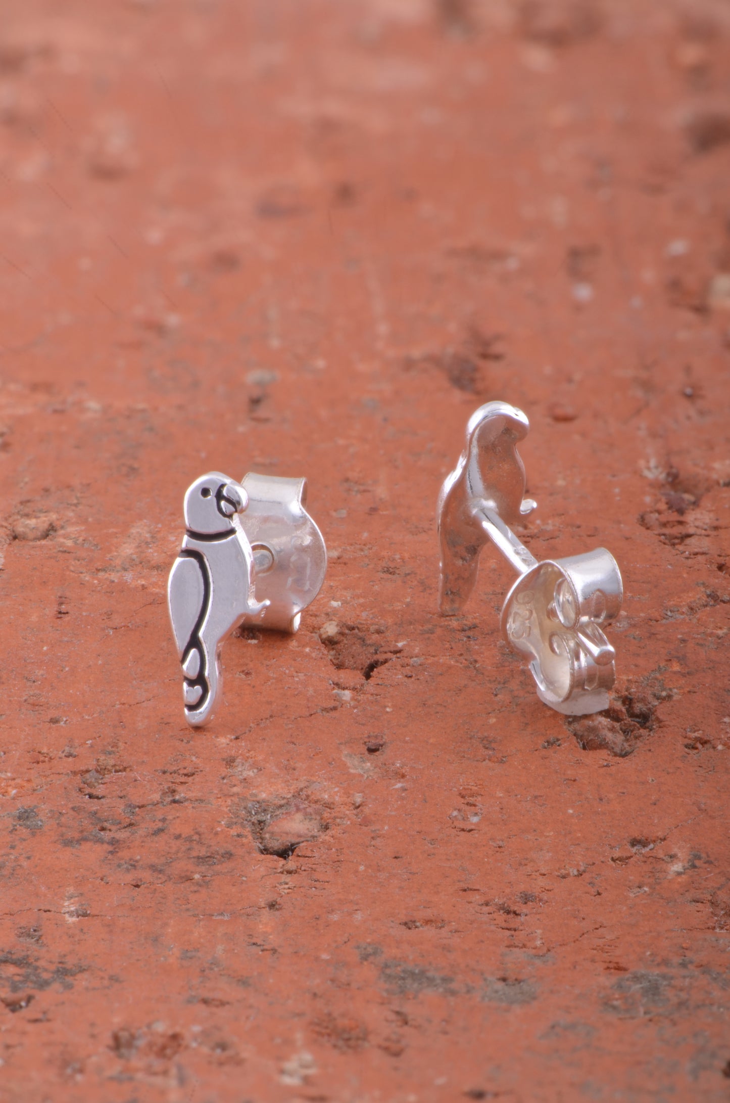 Sterling Silver GIrls Dainty Bird Parrot Stud Earrings 8mm