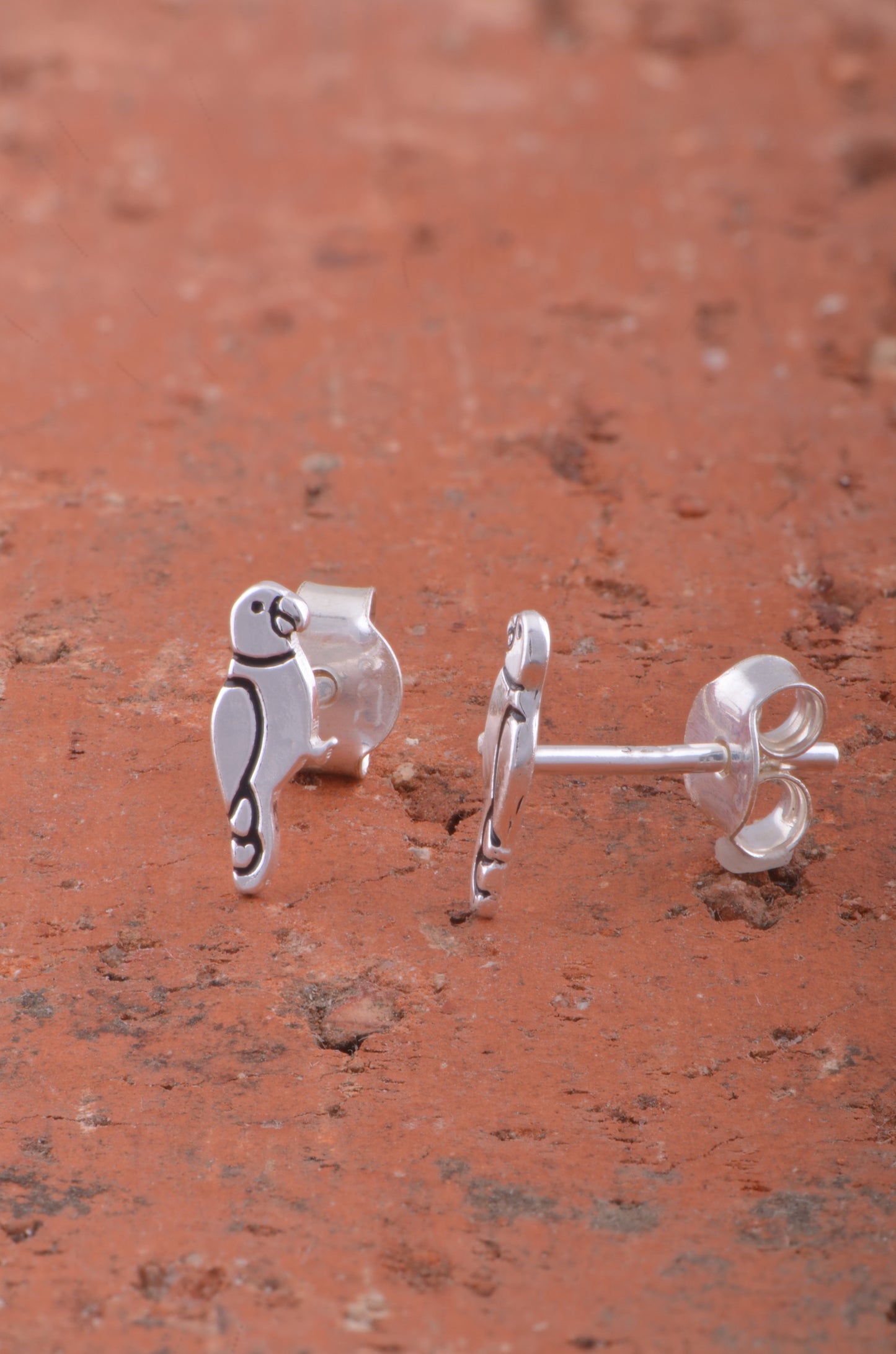 Sterling Silver GIrls Dainty Bird Parrot Stud Earrings 8mm