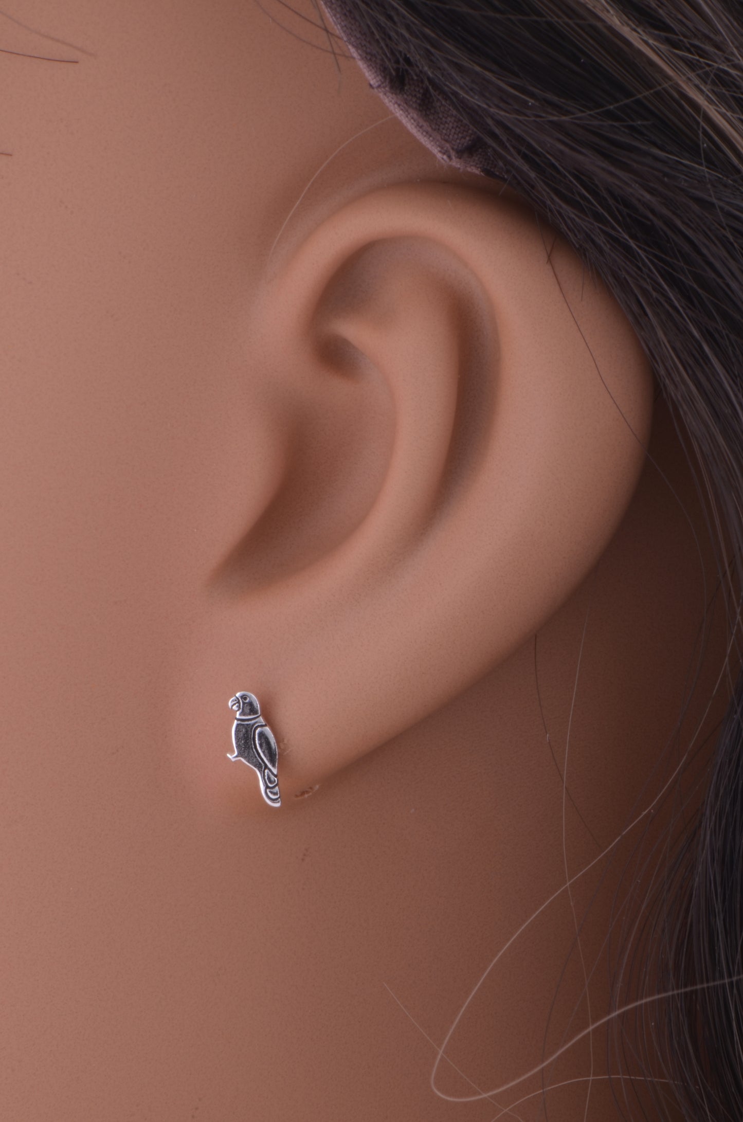 Sterling Silver GIrls Dainty Bird Parrot Stud Earrings 8mm