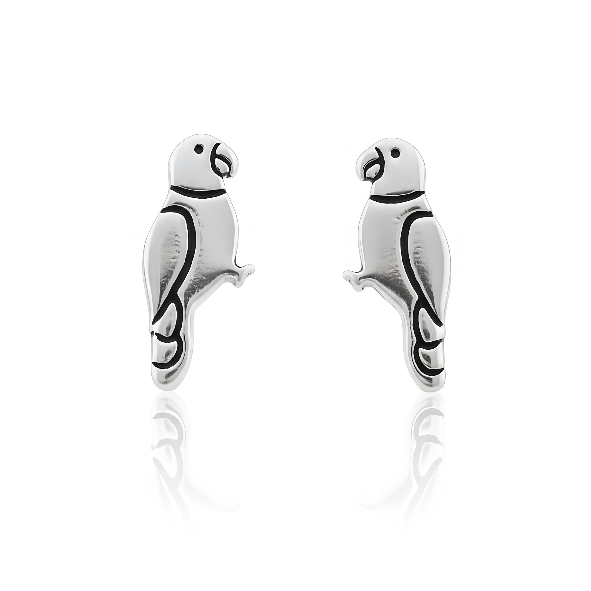 Sterling Silver Girls Dainty Bird Parrot Stud Earrings, 8mm