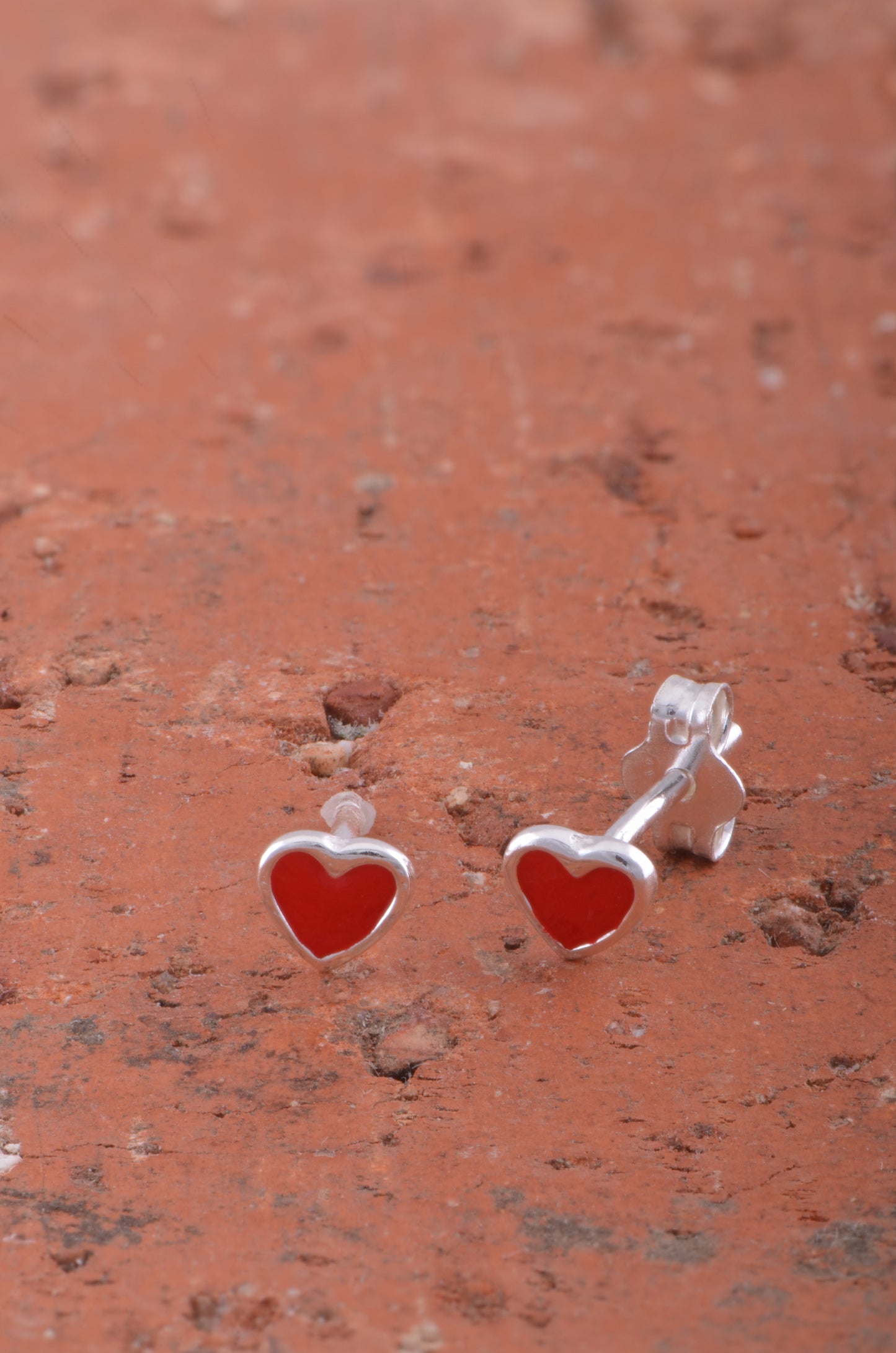 Sterling Silver Ladies Tiny Red Heart Stud Earrings Perfect for 2nd Pricing