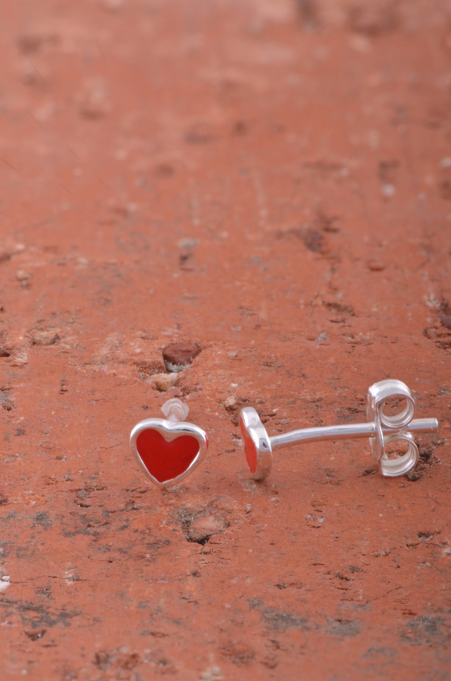 Sterling Silver Ladies Tiny Red Heart Stud Earrings Perfect for 2nd Pricing