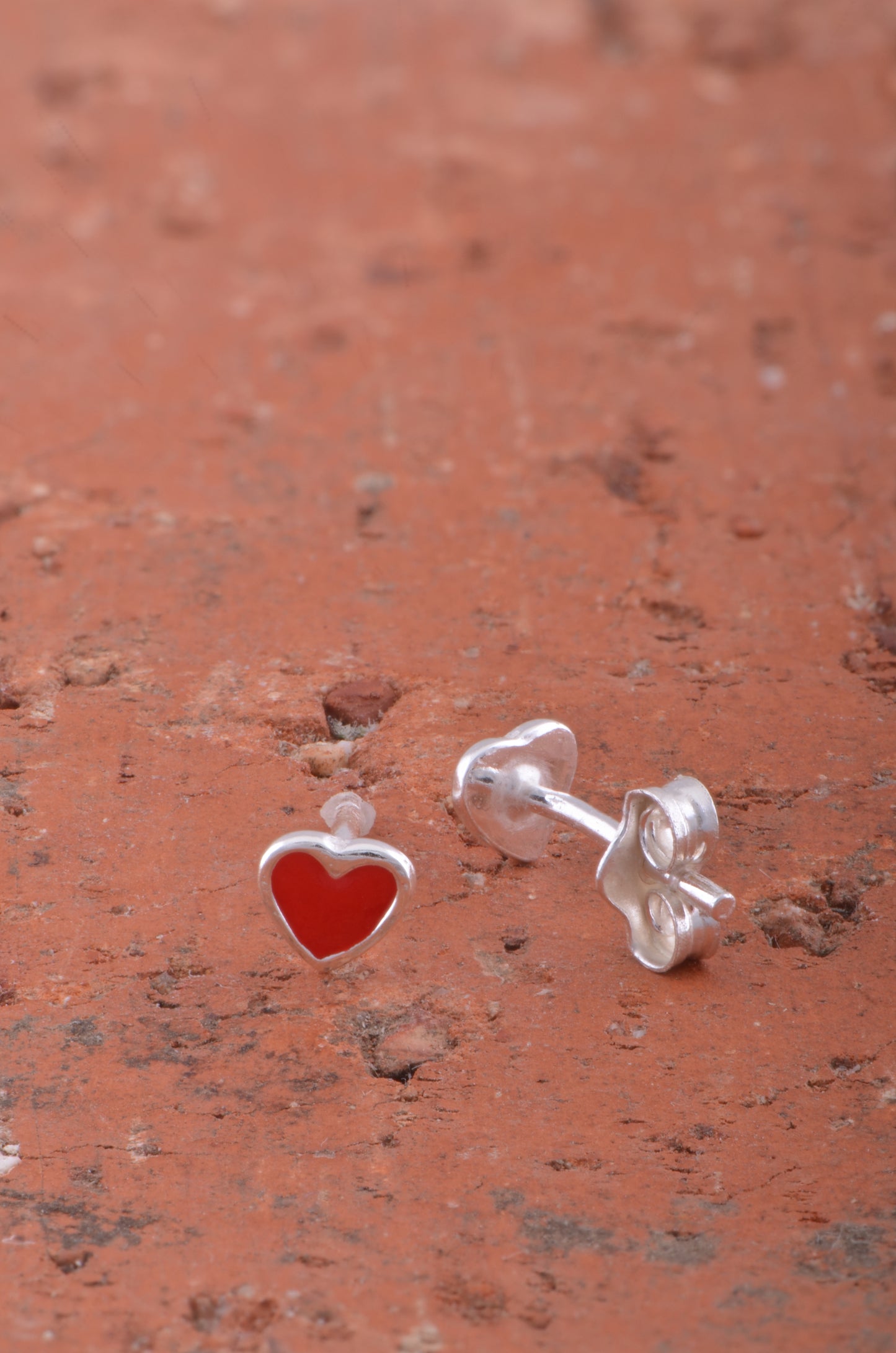 Sterling Silver Ladies Tiny Red Heart Stud Earrings Perfect for 2nd Pricing