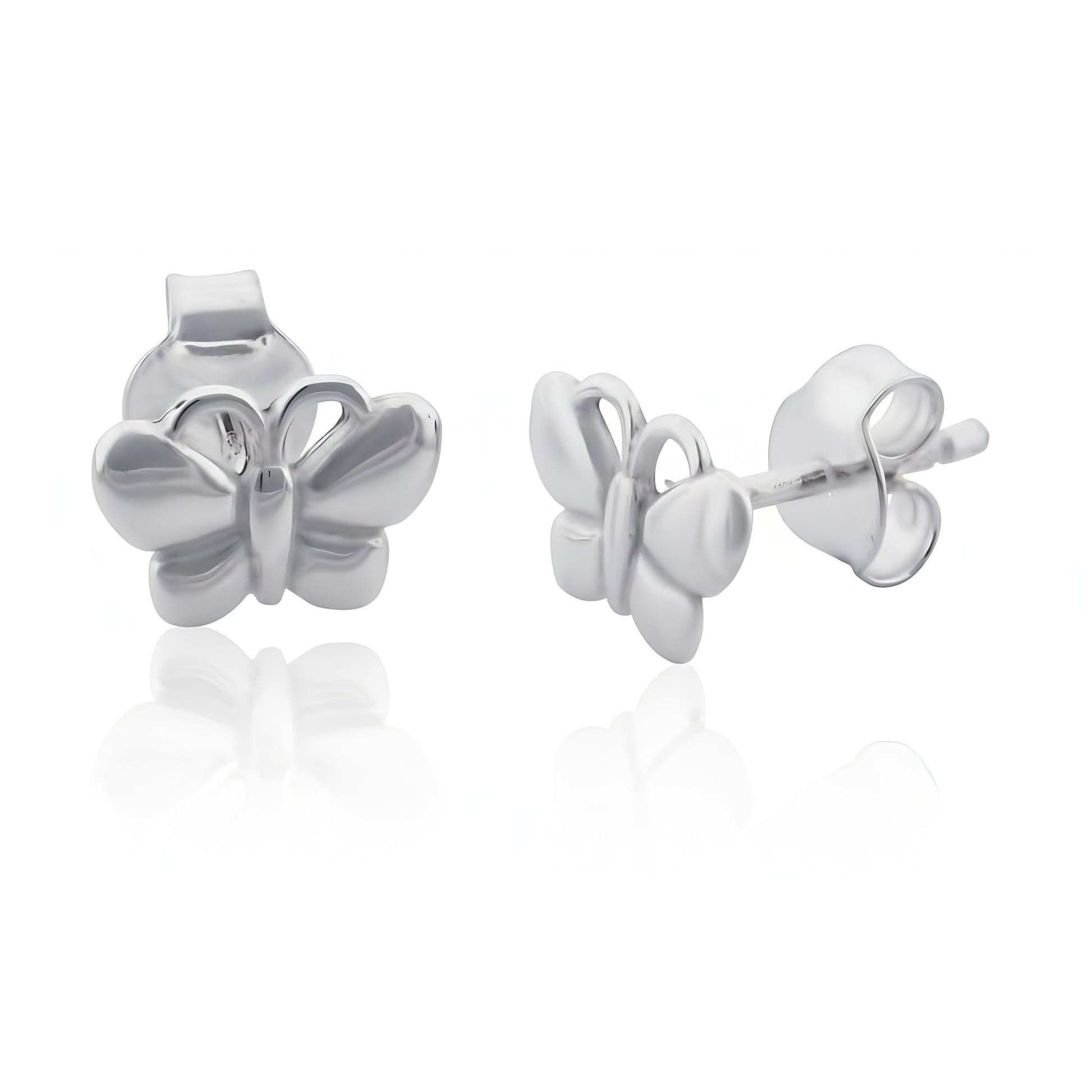 Sterling Silver Girls Small Butterfly Stud Earrings, 8mm