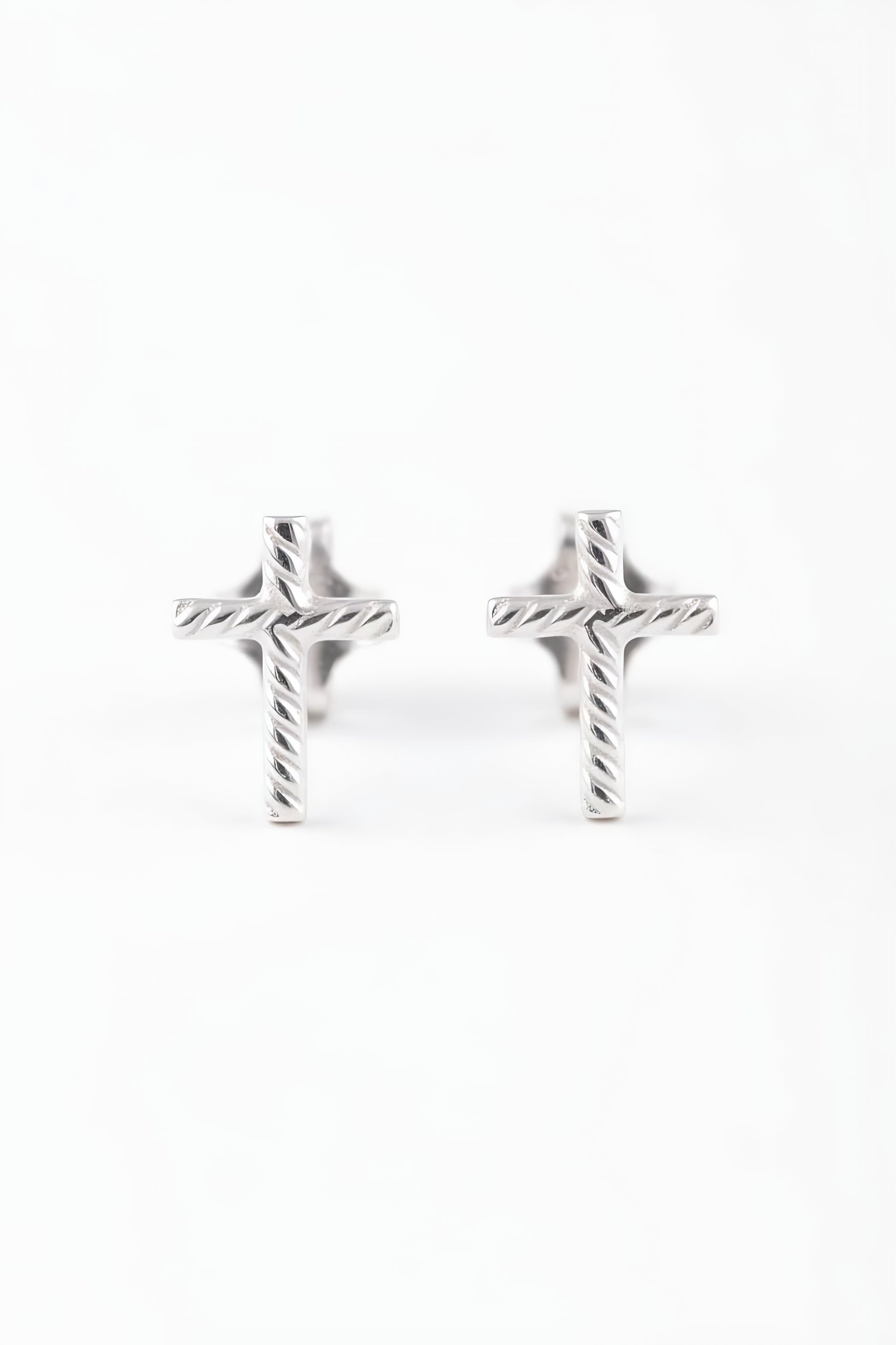 Sterling Silver Ladies Dainty Christian Cross Stud Earrings, 8mm