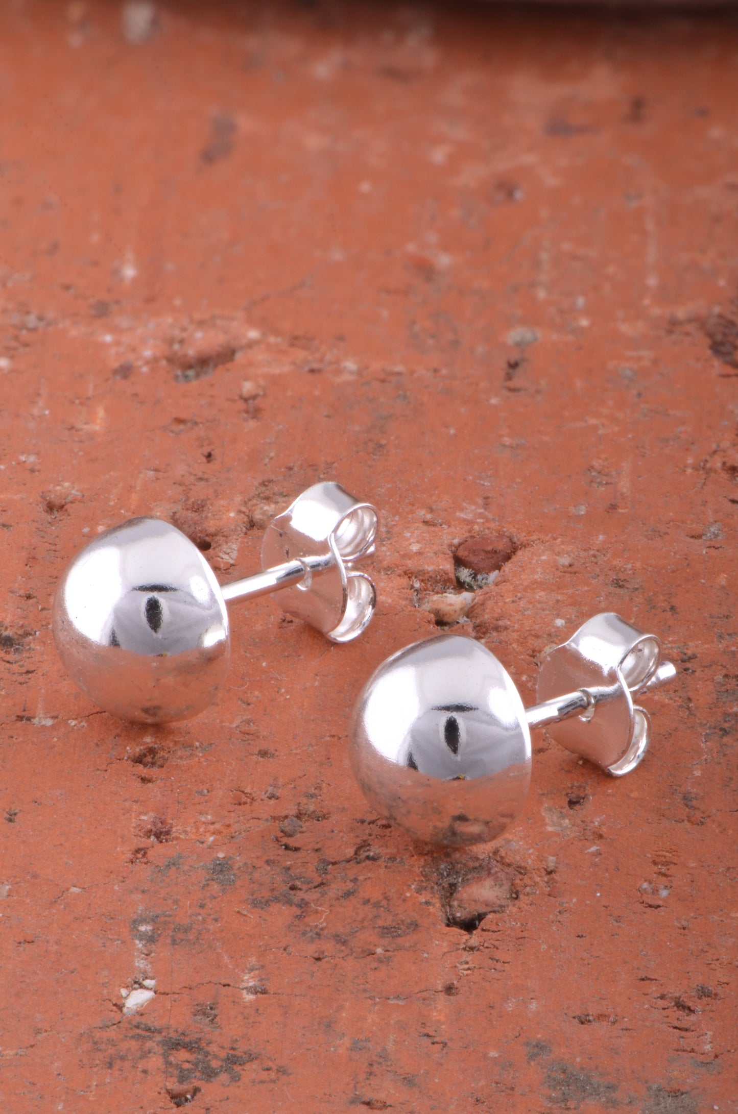 Sterling Silver Half Dome Stud Earrings 8mm