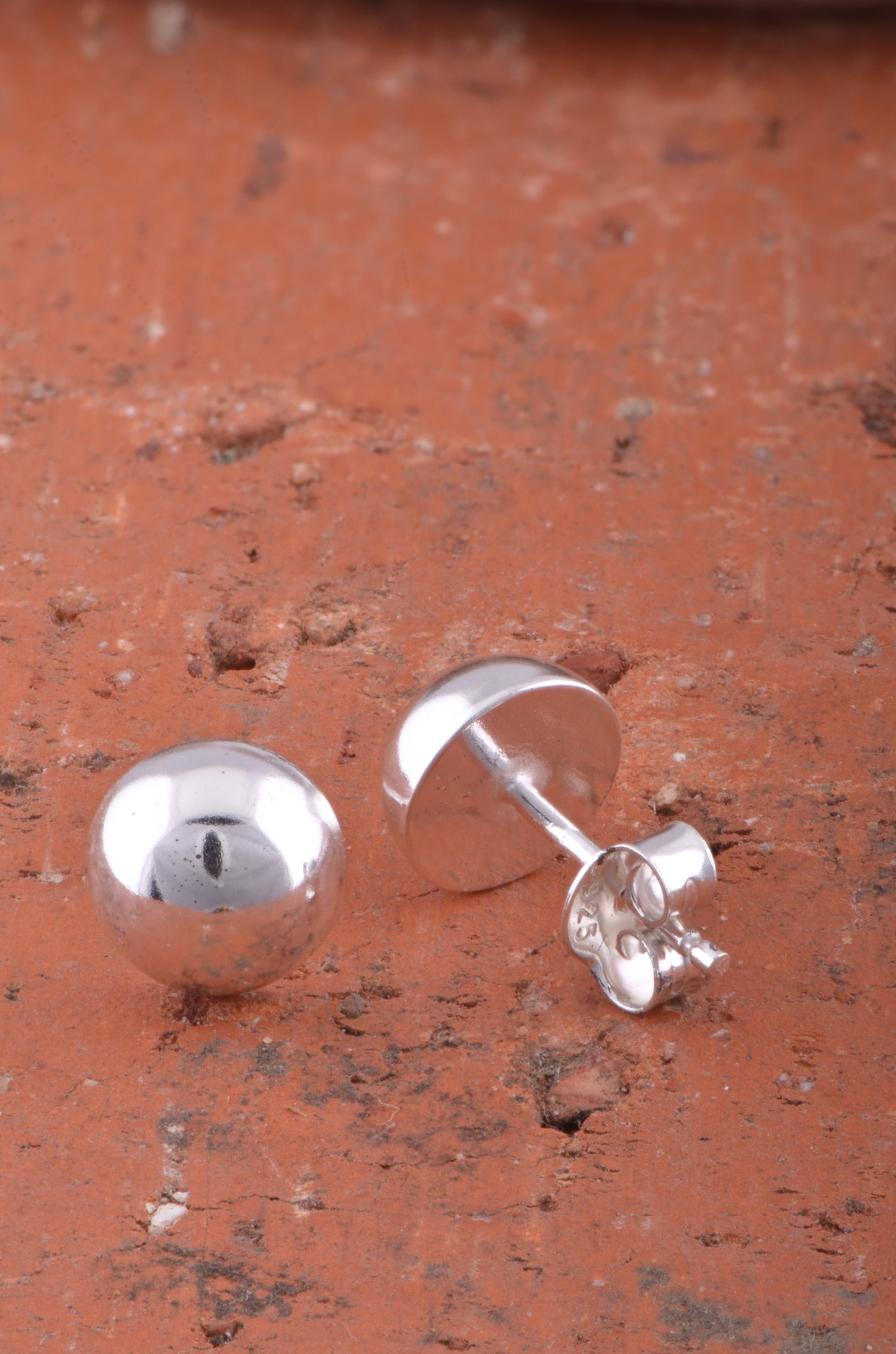 Sterling Silver Half Dome Stud Earrings 8mm