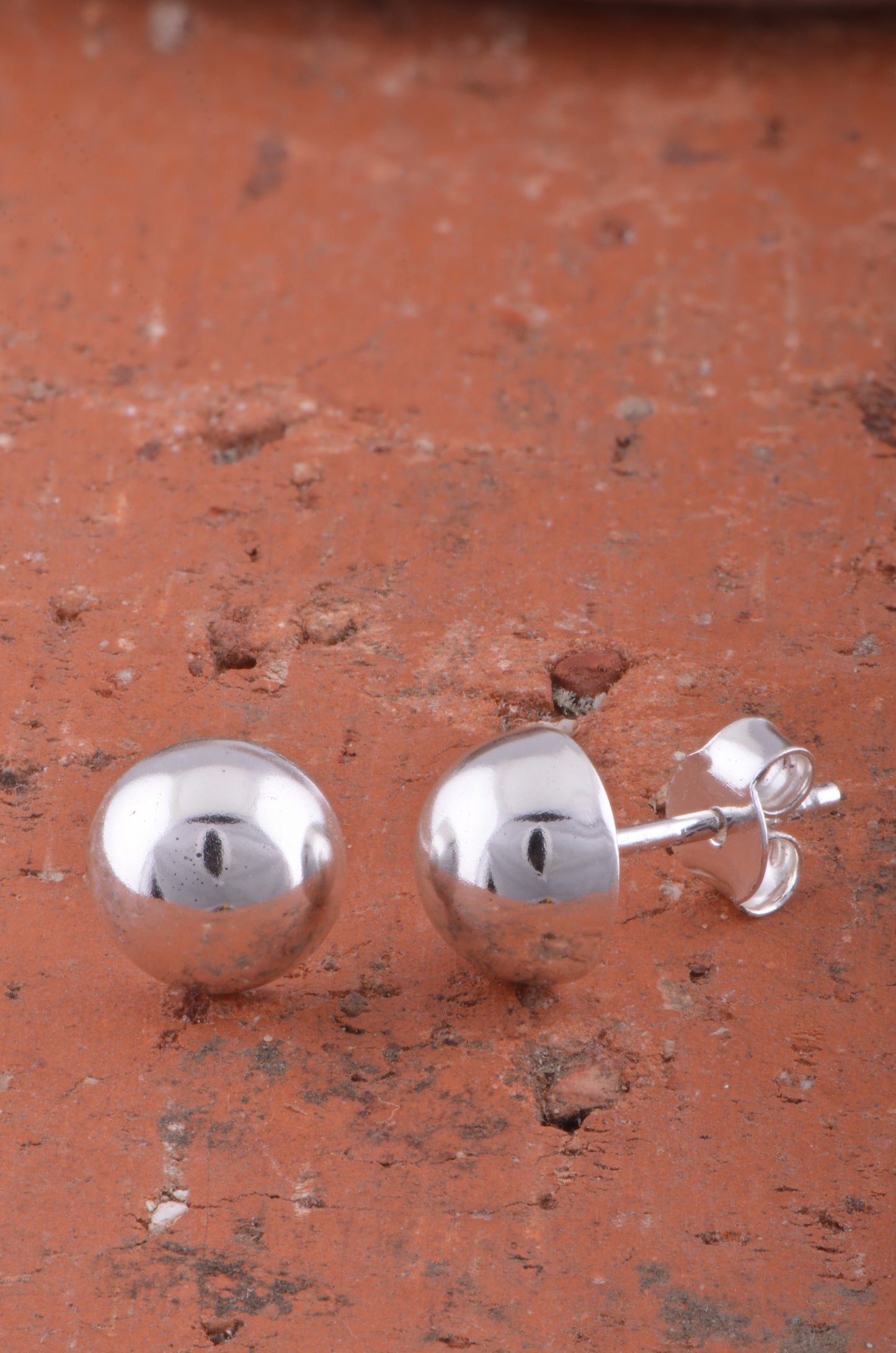 Sterling Silver Half Dome Stud Earrings 8mm
