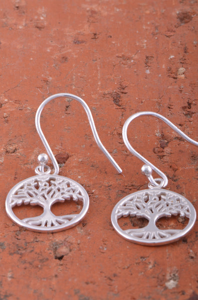 Sterling Silver Celtic Tree of life Triquetra Dangle Earrings 0.51in