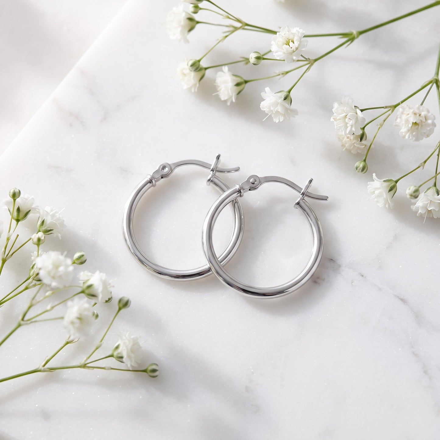 Sterling Silver 20mm Hoop Earrings for Women, 2mm Polished Endless Hoops, Everyday Jewelry Gift view 1