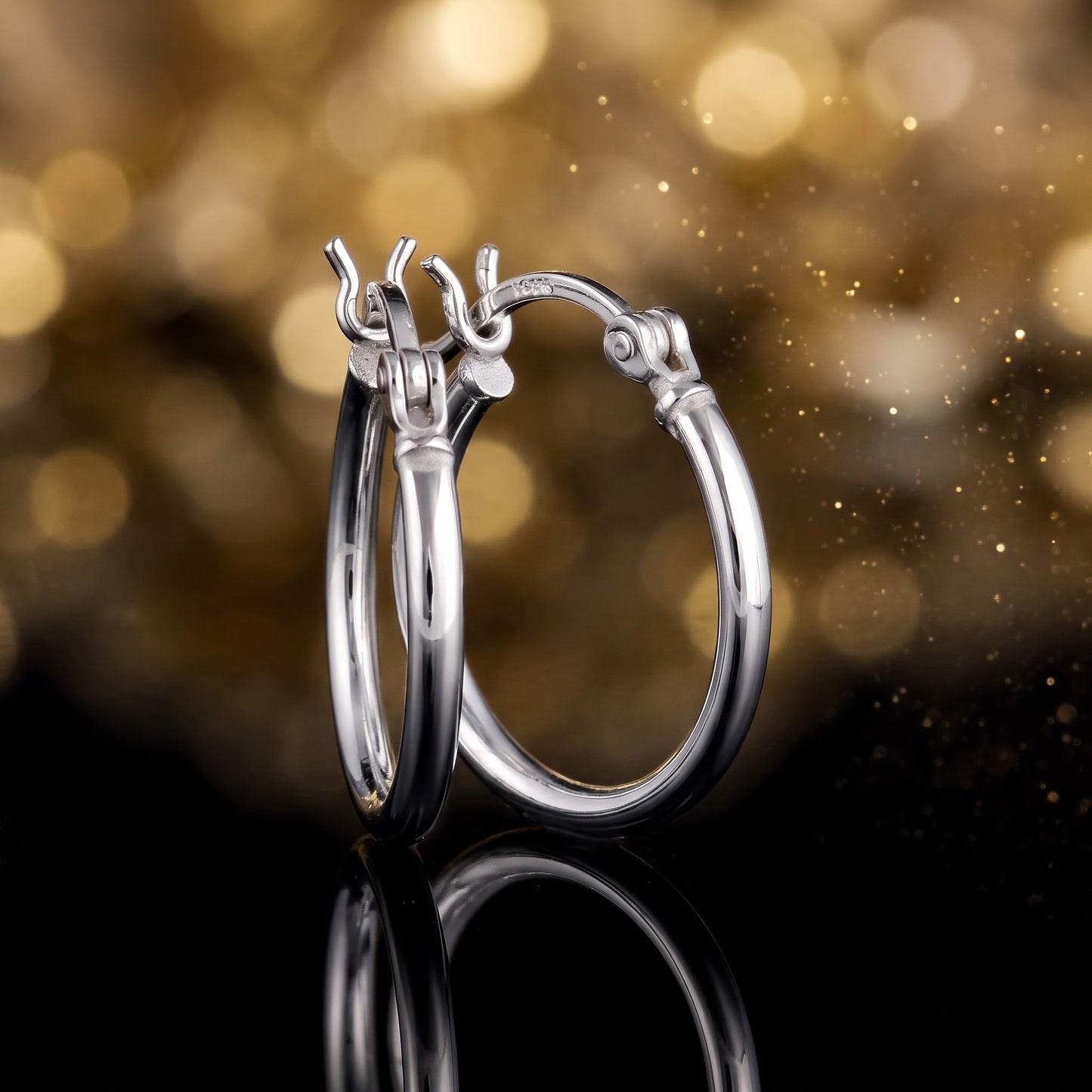 Sterling Silver 20mm Hoop Earrings for Women, 2mm Polished Endless Hoops, Everyday Jewelry Gift view 3
