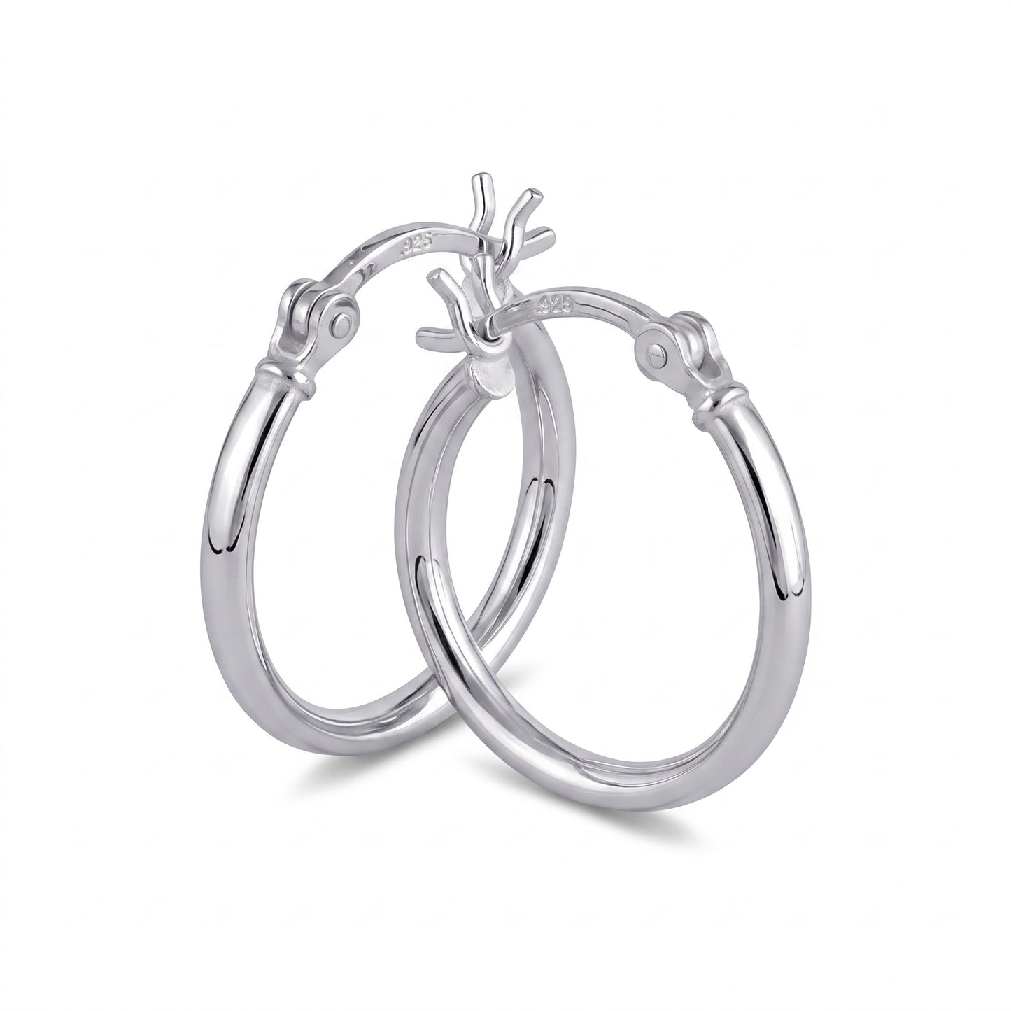 Sterling Silver 20mm Hoop Earrings for Women, 2mm Polished Endless Hoops, Everyday Jewelry Gift