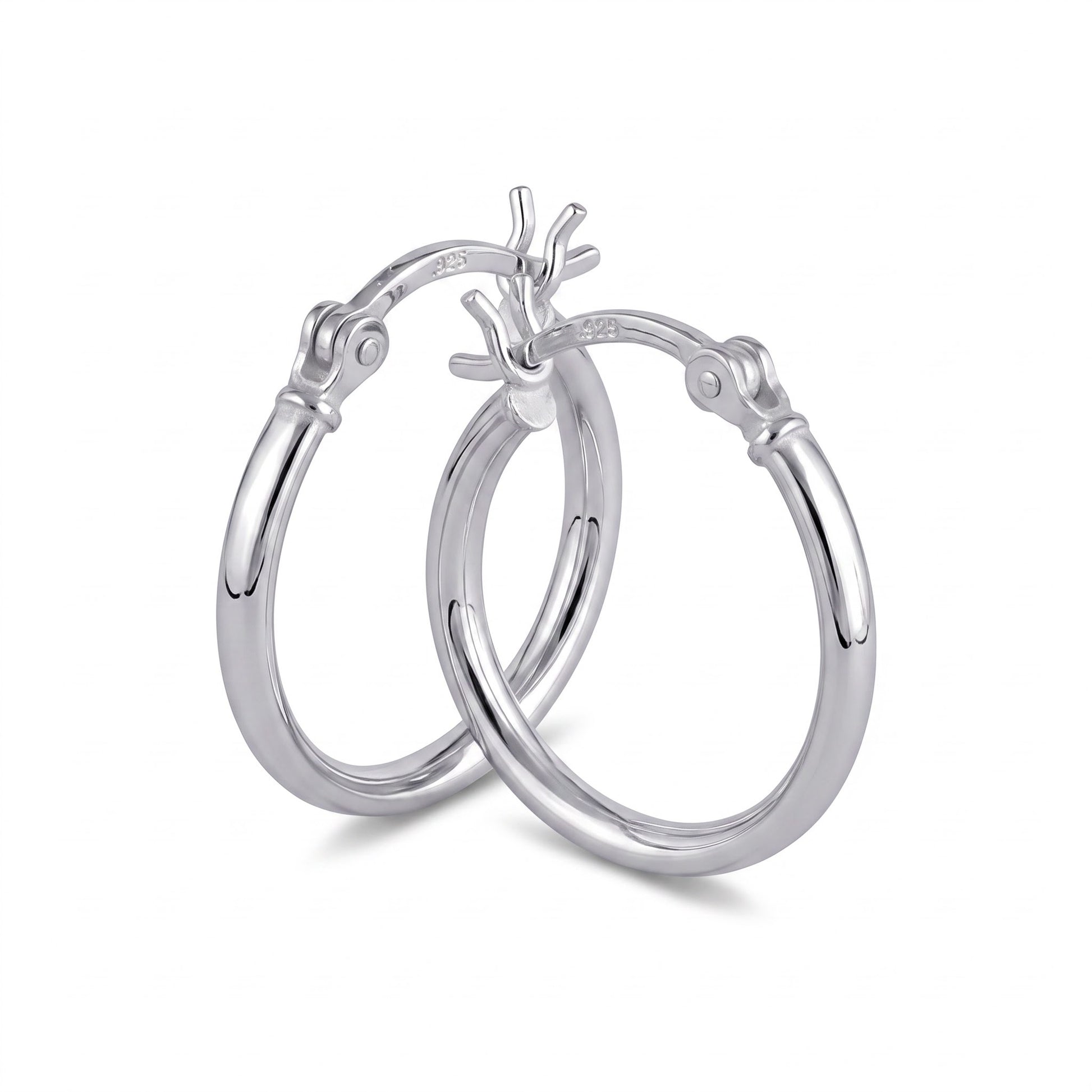 Sterling Silver 20mm Hoop Earrings for Women, 2mm Polished Endless Hoops, Everyday Jewelry Gift