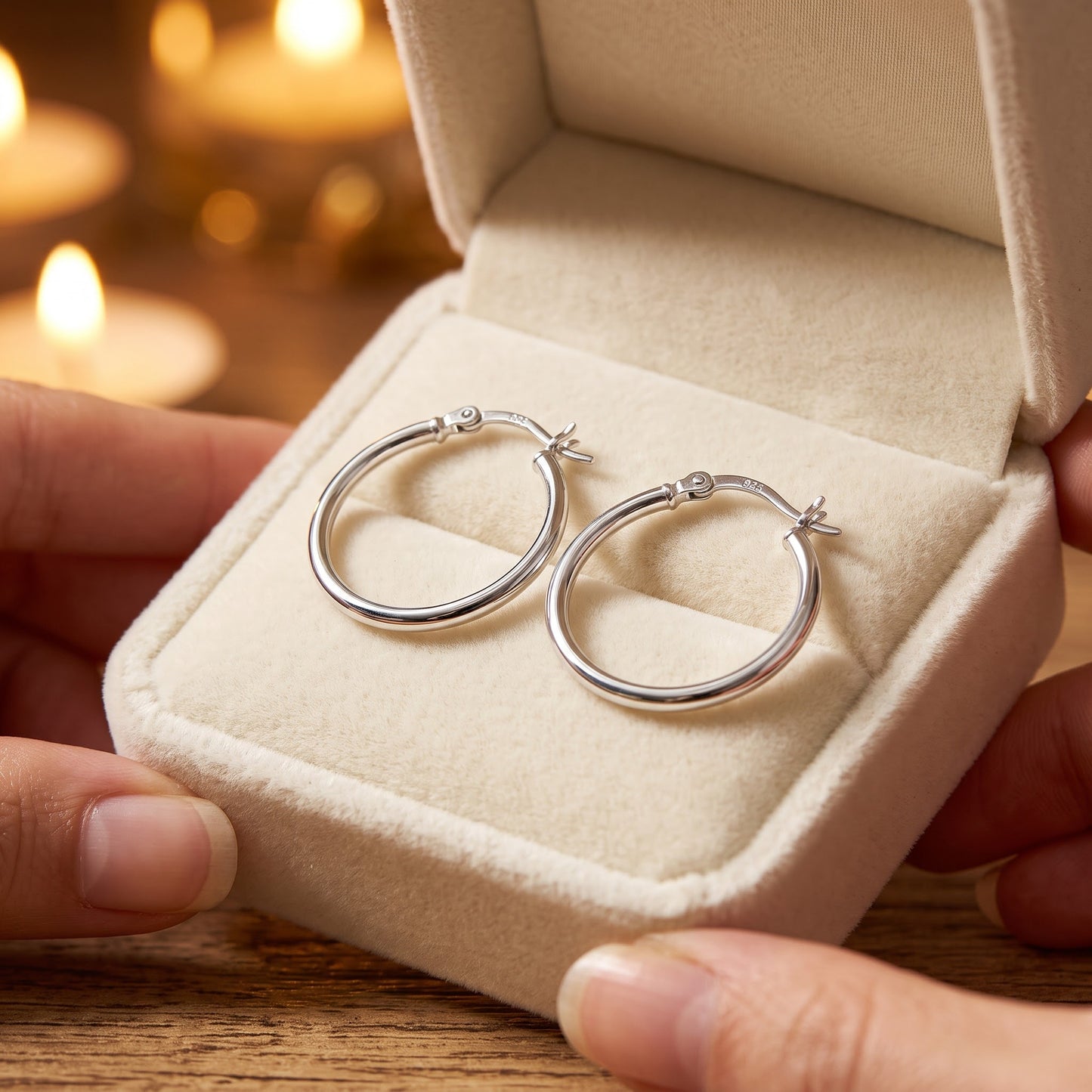 Sterling Silver 25mm Hoop Earrings for Women, 2mm Polished Endless Hoops, Everyday Jewelry Gift view 2