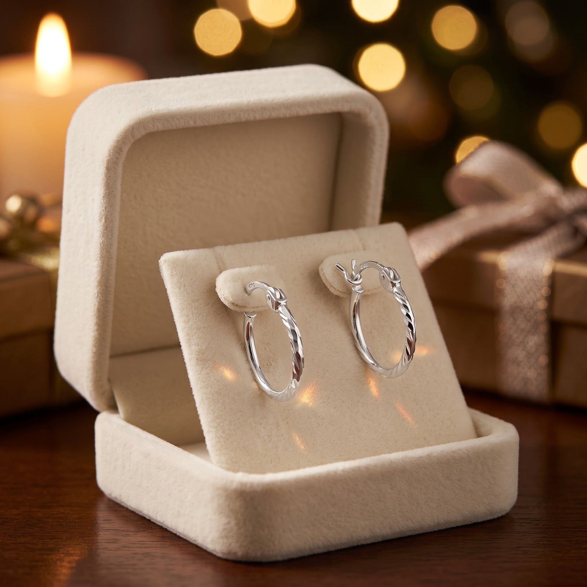 Sterling Silver 15mm Hoop Earrings for Women, 1.5mm Textured Endless Hoops, Everyday Jewelry Gift view 2