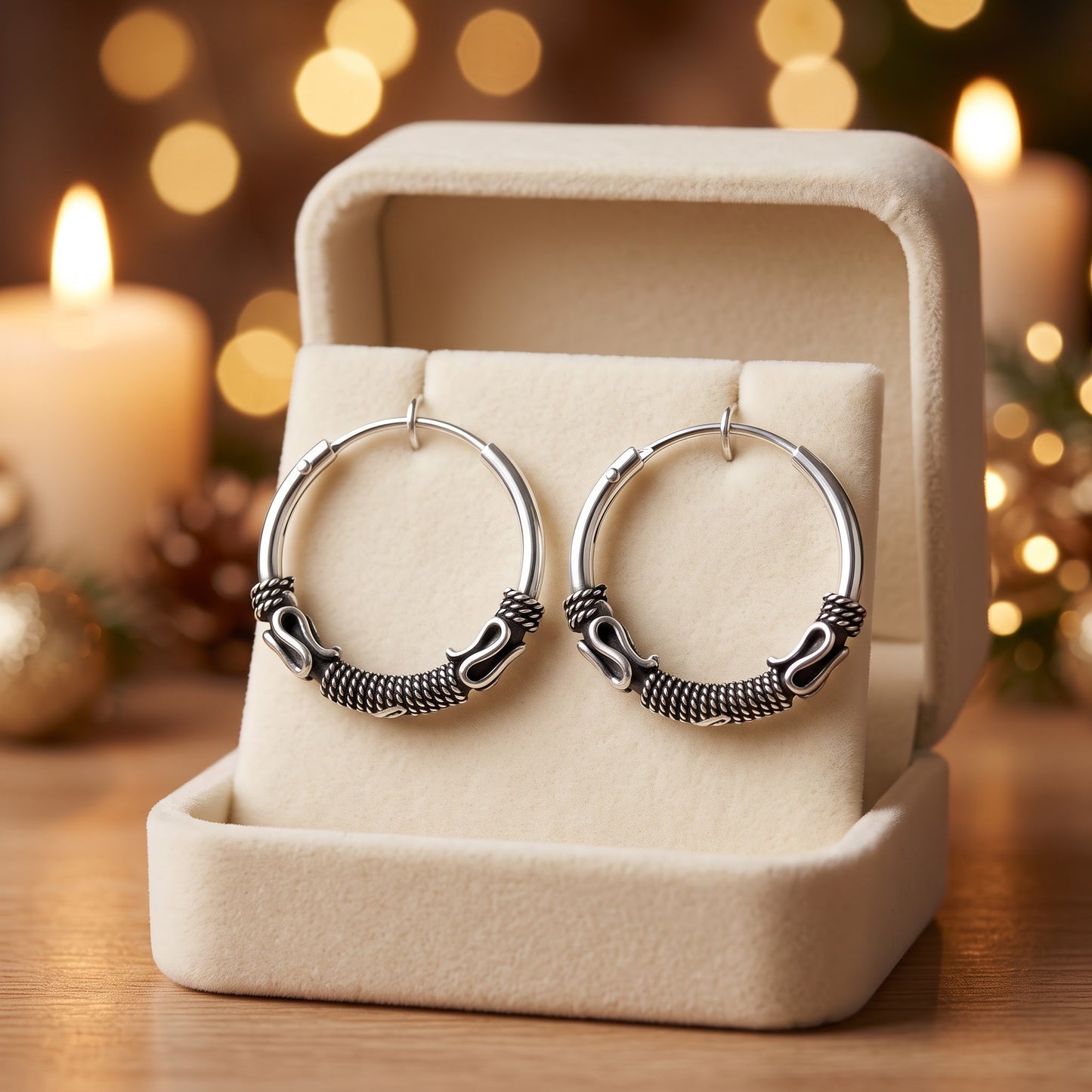 Sterling Silver 18mm Hoop Earrings for Women, 3mm Bali Rope Endless Hoops, Everyday Jewelry Gift view 2