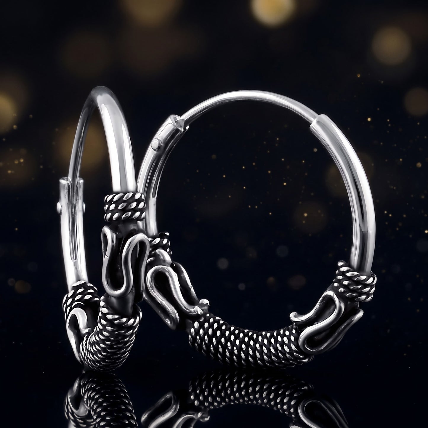 Sterling Silver 18mm Hoop Earrings for Women, 3mm Bali Rope Endless Hoops, Everyday Jewelry Gift view 3