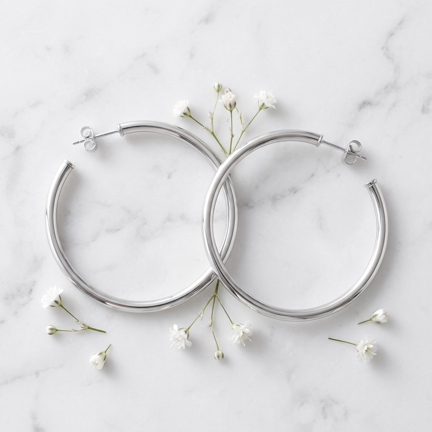 Sterling Silver 30mm Hoop Earrings for Women, 2.5mm Polished Endless Hoops, Everyday Jewelry Gift view 1