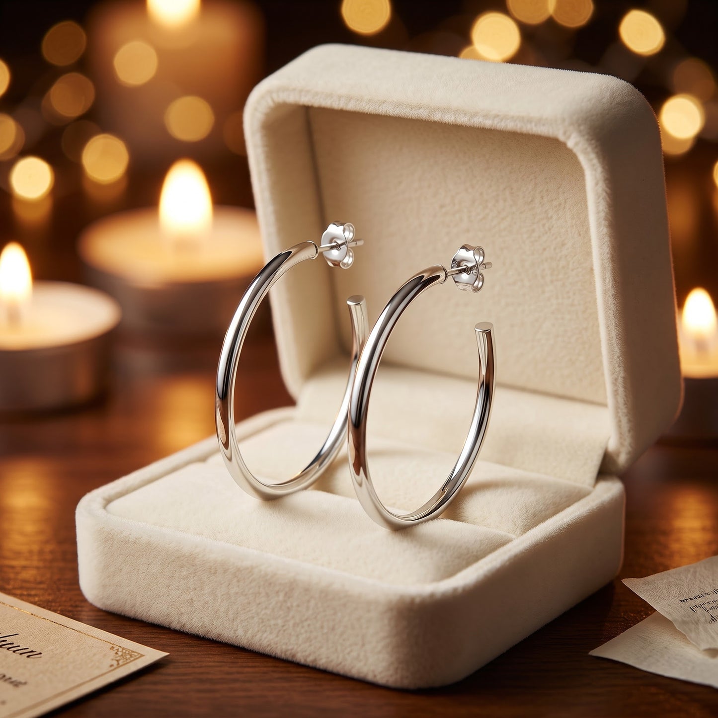 Sterling Silver 35mm Hoop Earrings for Women, 2.5mm Polished Endless Hoops, Everyday Jewelry Gift view 2