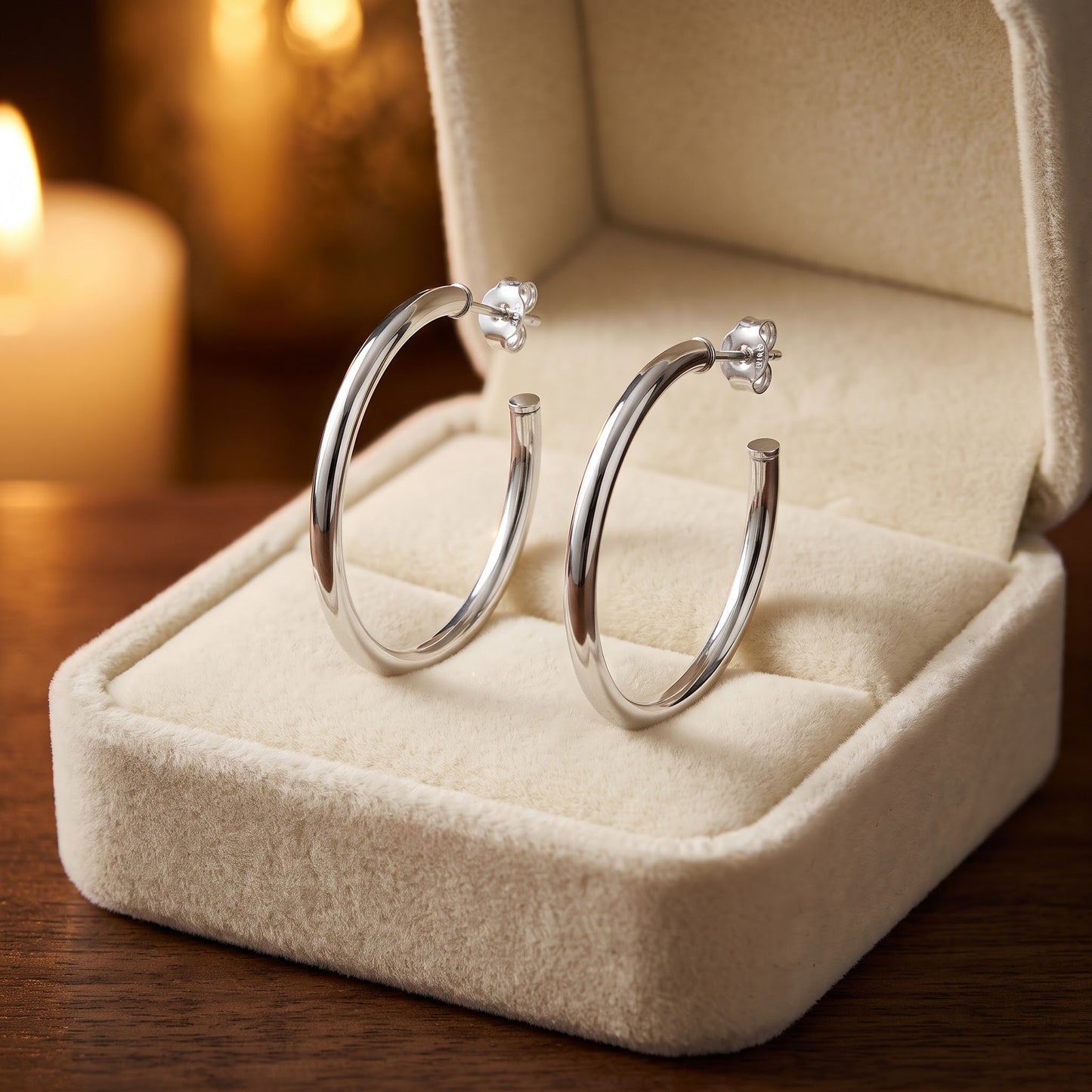 Sterling Silver 40mm Hoop Earrings for Women, 2.5mm Polished Endless Hoops, Everyday Jewelry Gift view 2