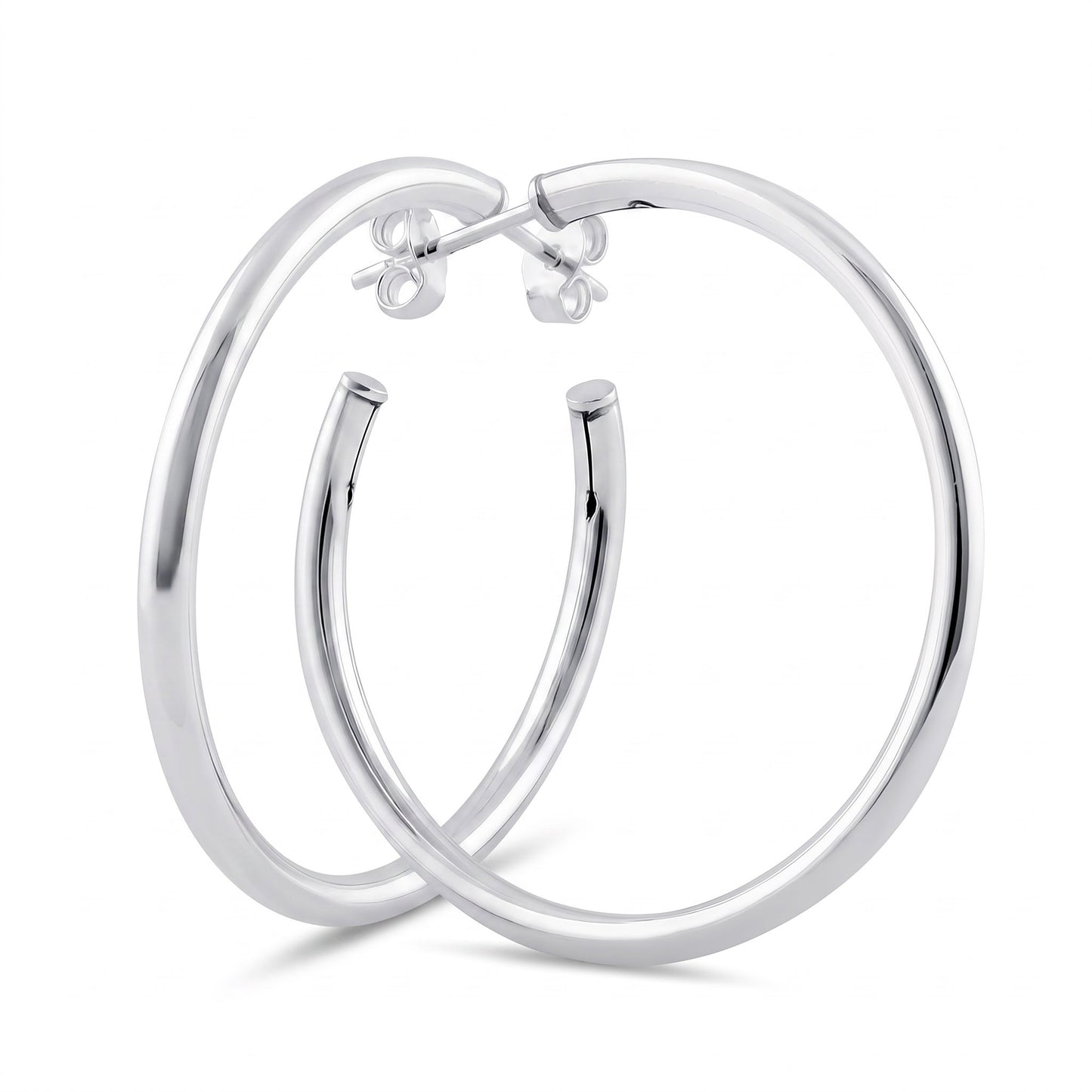 Sterling Silver 40mm Hoop Earrings for Women, 2.5mm Polished Endless Hoops, Everyday Jewelry Gift