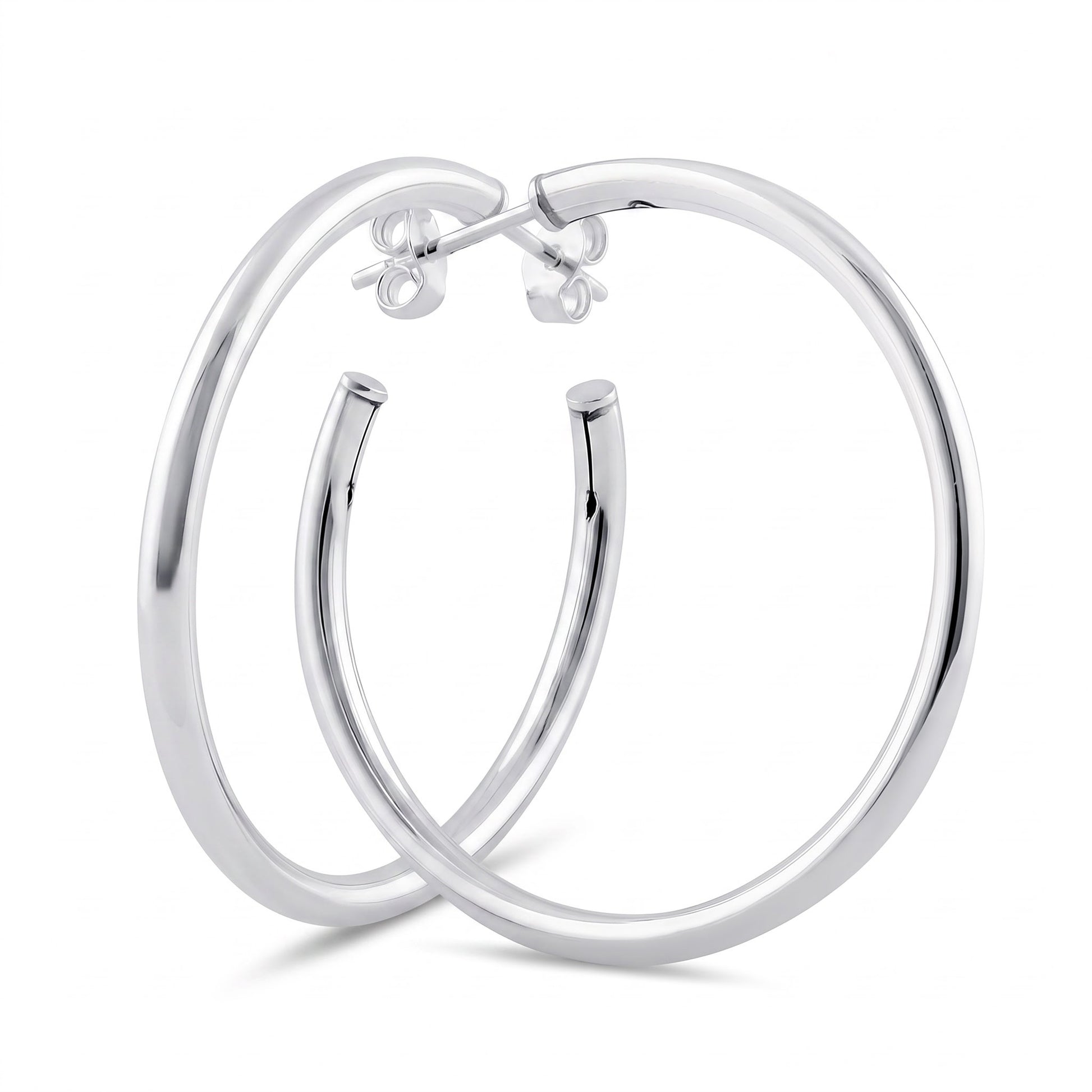 Sterling Silver 40mm Hoop Earrings for Women, 2.5mm Polished Endless Hoops, Everyday Jewelry Gift