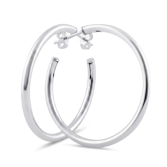 Sterling Silver 40mm Hoop Earrings for Women, 2.5mm Polished Endless Hoops, Everyday Jewelry Gift
