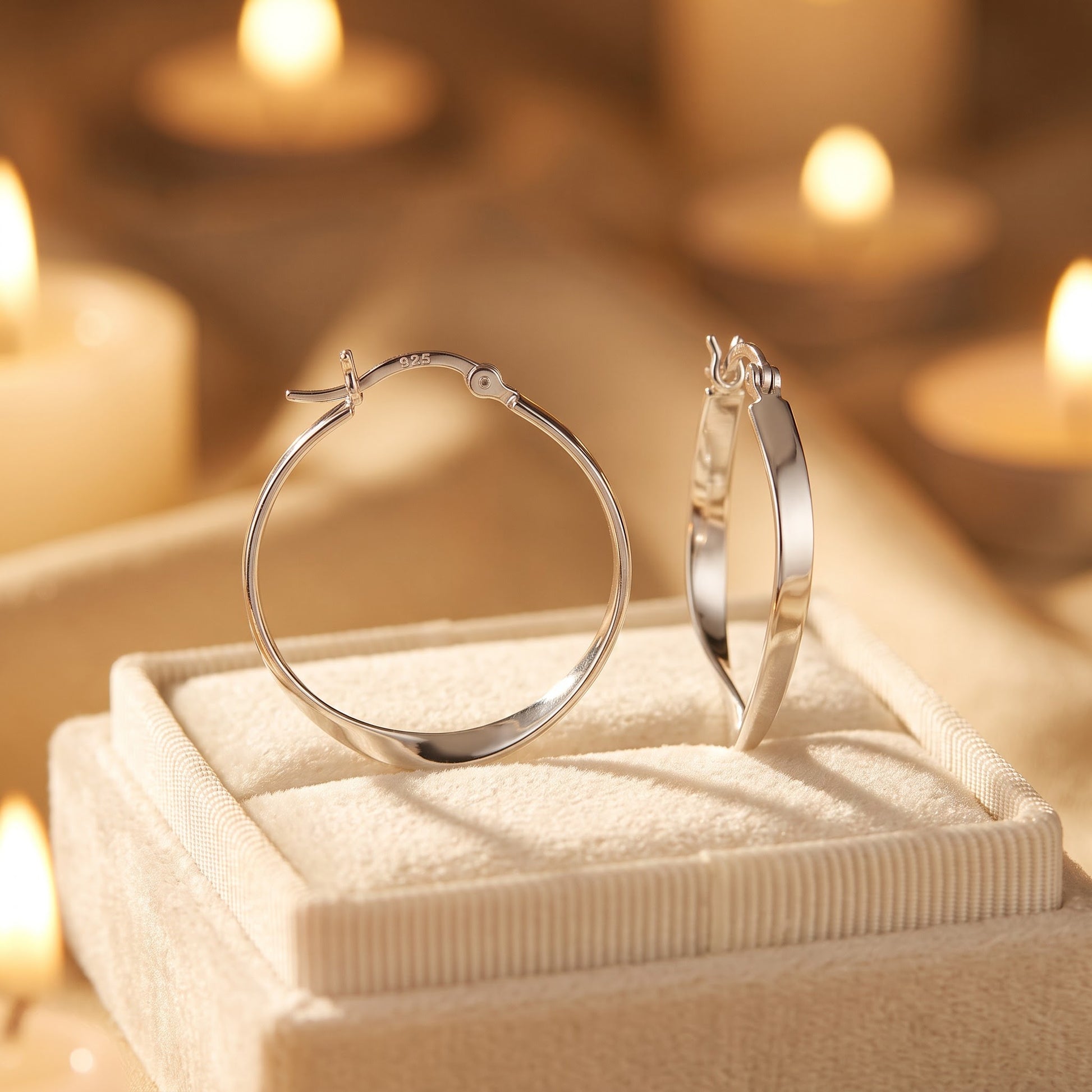 Sterling Silver 27mm Hoop Earrings for Women, 1mm Twist Endless Hoops, Everyday Jewelry Gift view 2