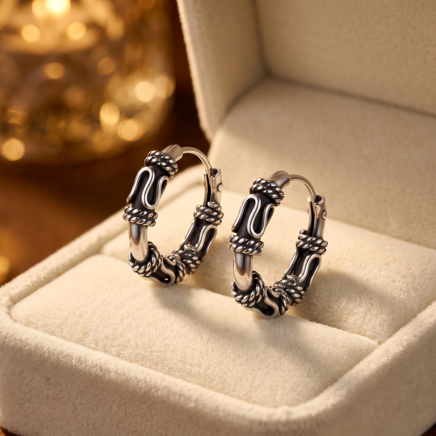 Sterling Silver Bali Rope and Swirl Hoop Earrings for Women, Sterling Hoops, Dainty Everyday Jewelry Gift view 2