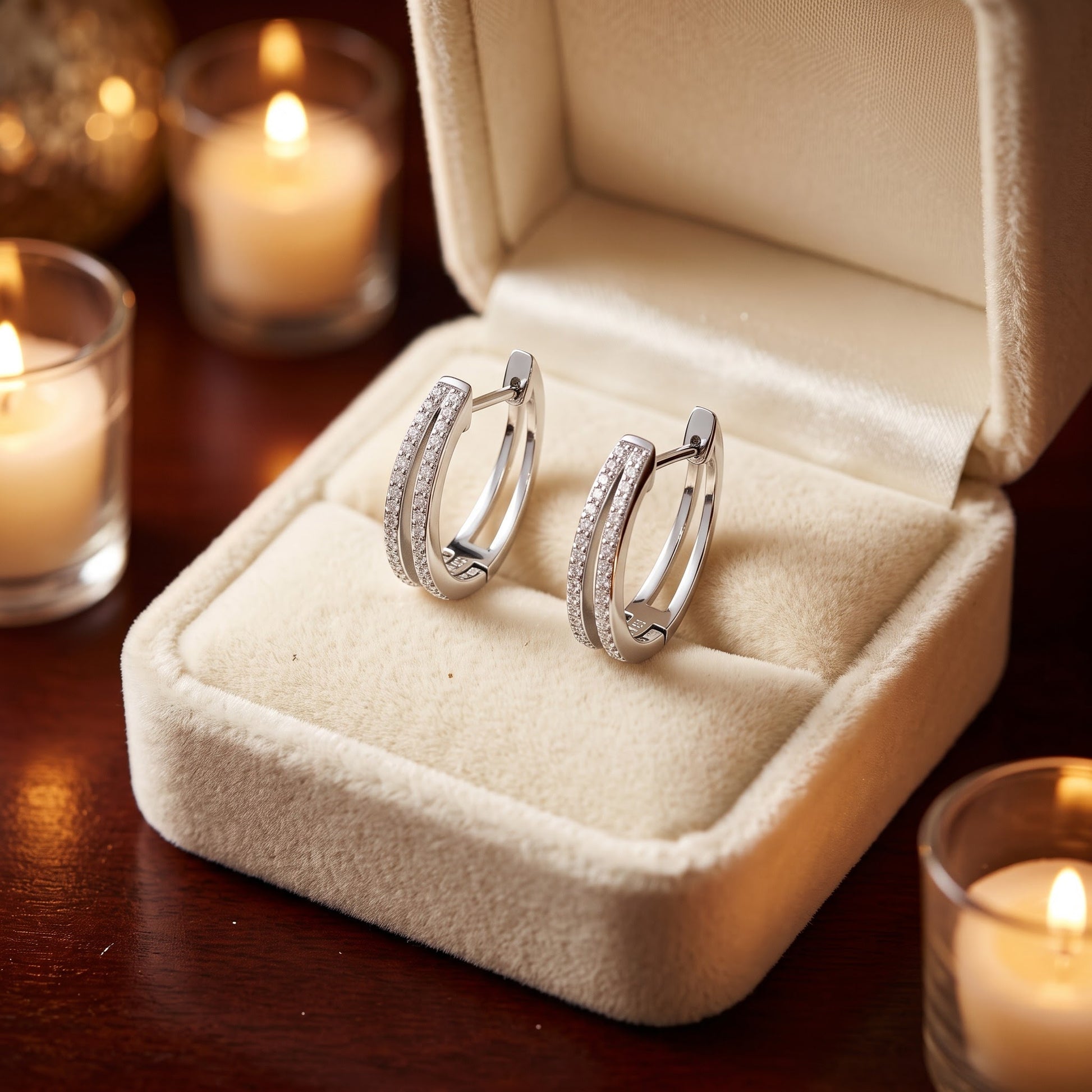 Sterling Silver Hoops CZ Earrings Hoop Earrings for Women with CZ, Sterling Hoops, Dainty Everyday Jewelry Gift view 2