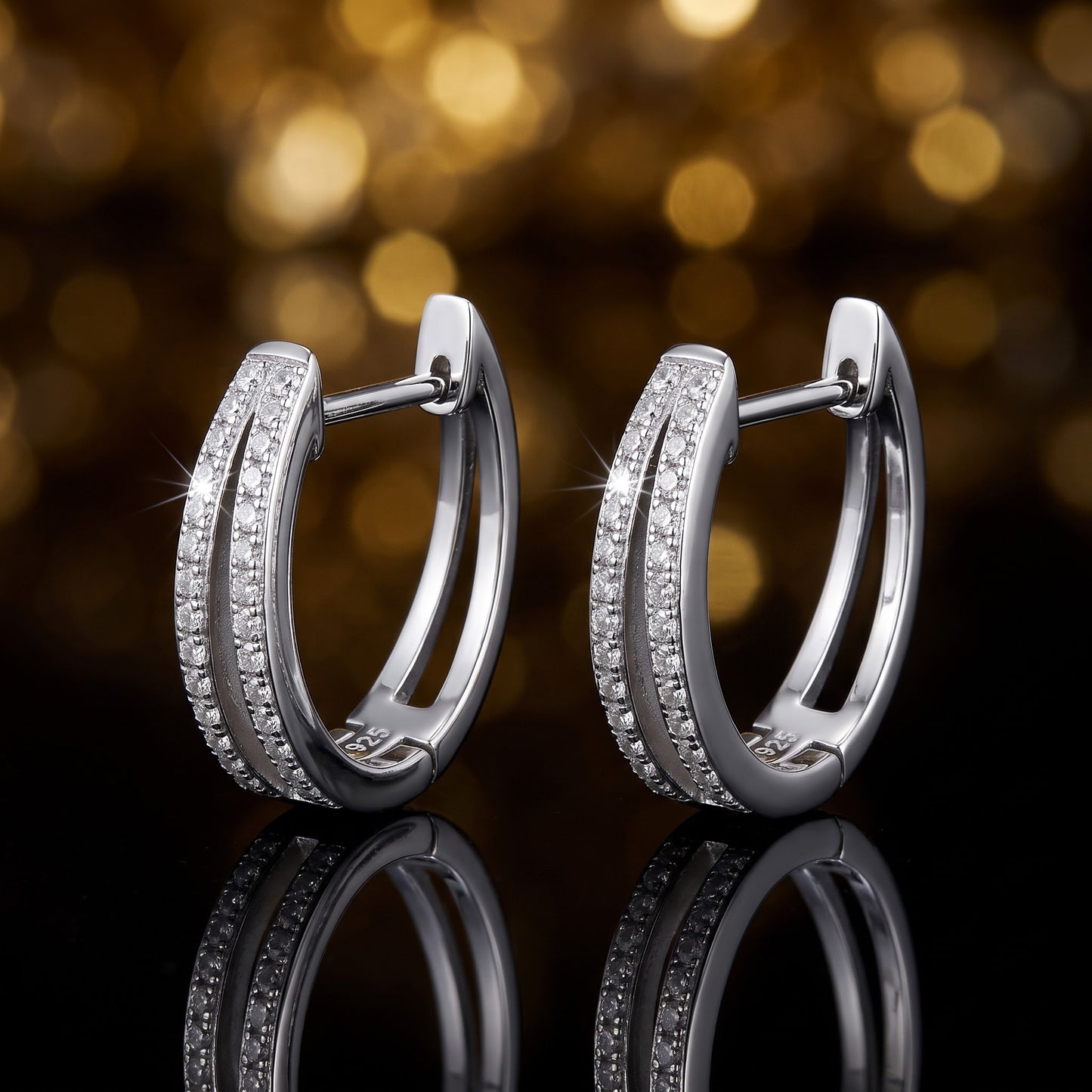 Sterling Silver Hoops CZ Earrings Hoop Earrings for Women with CZ, Sterling Hoops, Dainty Everyday Jewelry Gift view 3