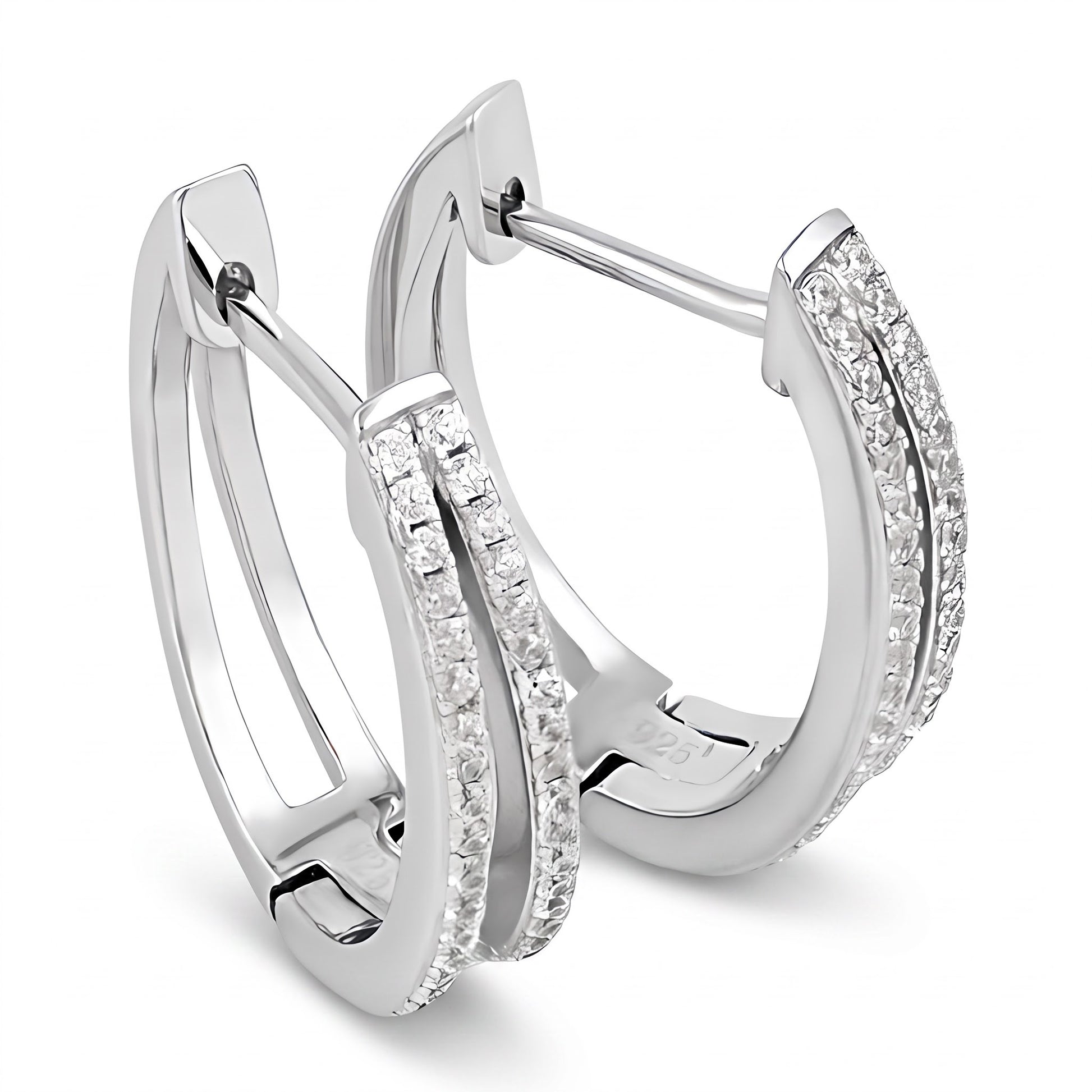 Sterling Silver Hoops CZ Earrings Hoop Earrings for Women with CZ, Sterling Hoops, Dainty Everyday Jewelry Gift